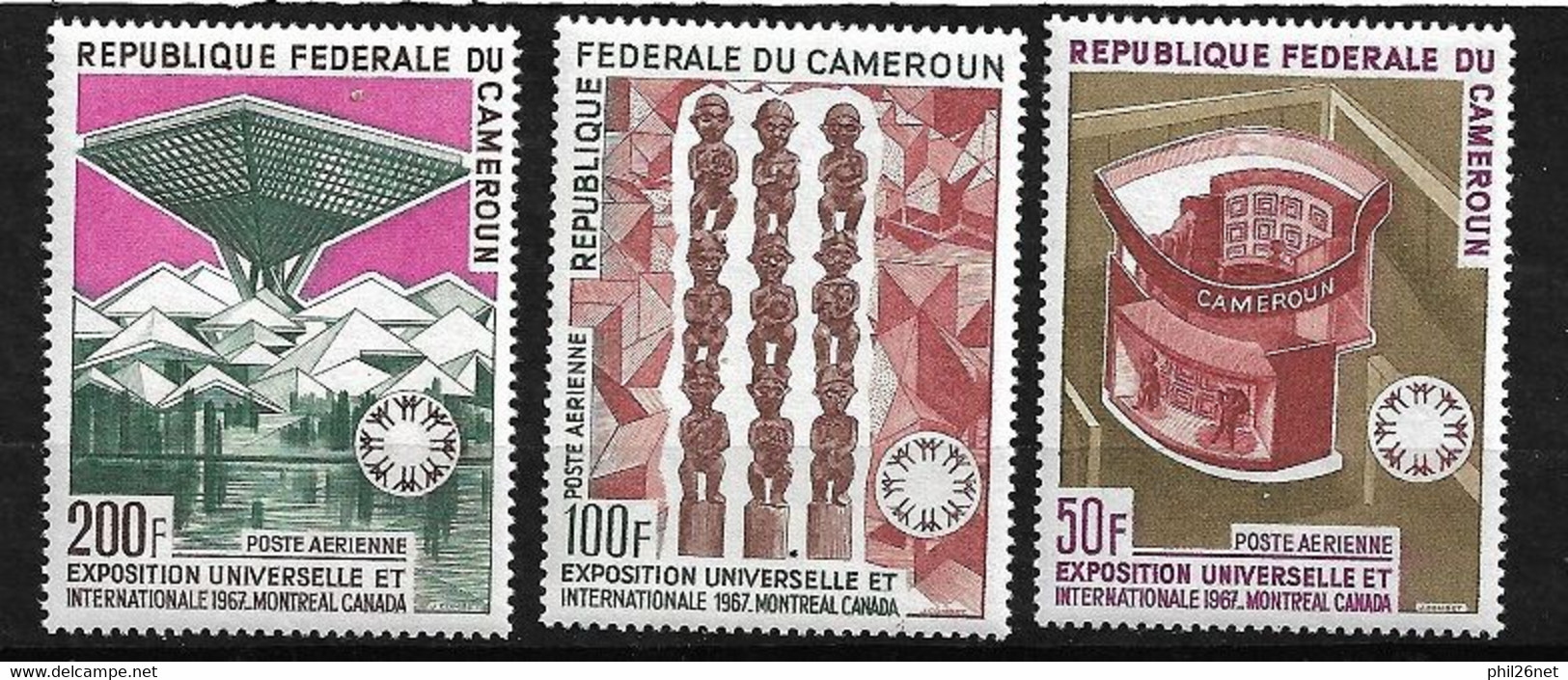 Cameroun Poste Aérienne N°103 à 105 Expo Uni. Montreal  Neufs* * B/TB  - 1967 – Montreal (Kanada)