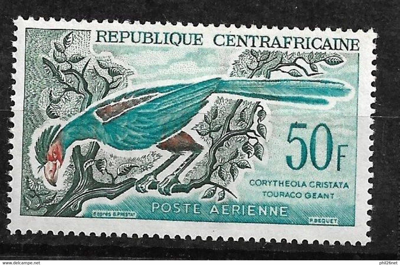 Centrafrique Poste Aérienne N°47 Touraco Géant Neuf * *  B/TB  - Cuculi, Turaco