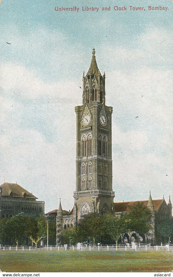 Bombay University Library And Clock Tower  Undivided Back. Hand Colored  Clifton - India