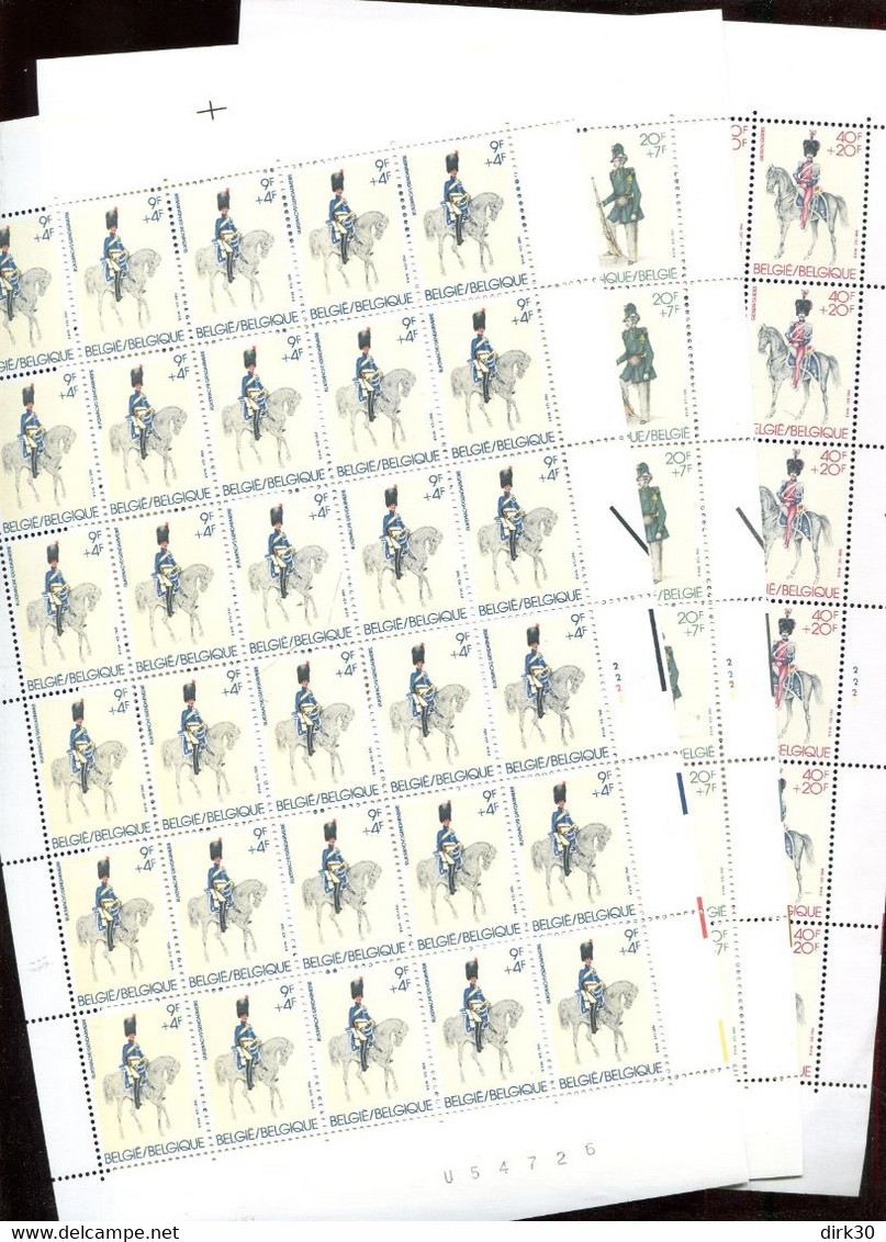 Belgie 1981 2031/33 Military Uniforms Horse Full Sheet MNH Plaatnummer 222 - 1981-1990