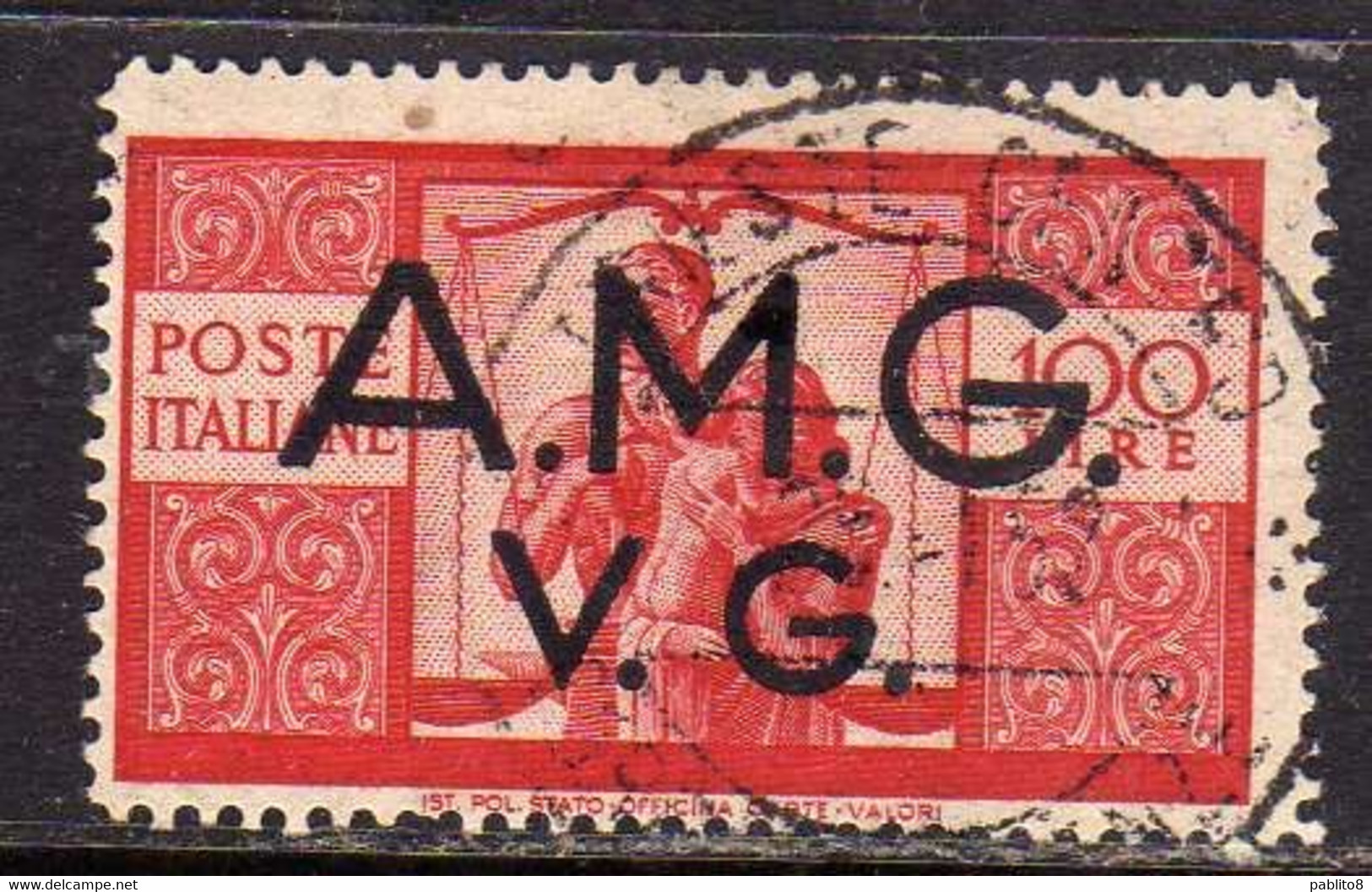 VENEZIA GIULIA 1945 - 1947 TRIESTE AMGVG AMG VG DEMOCRATICA LIRE 100 USATO USED OBLITERE' - Gebraucht