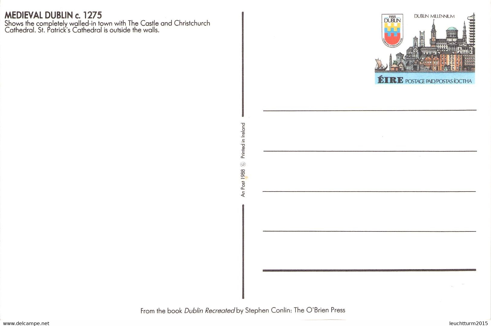 IRELAND - STATIONARY POSTCARDS 1000 YEARS DUBLIN 1988  /Q51 - Interi Postali