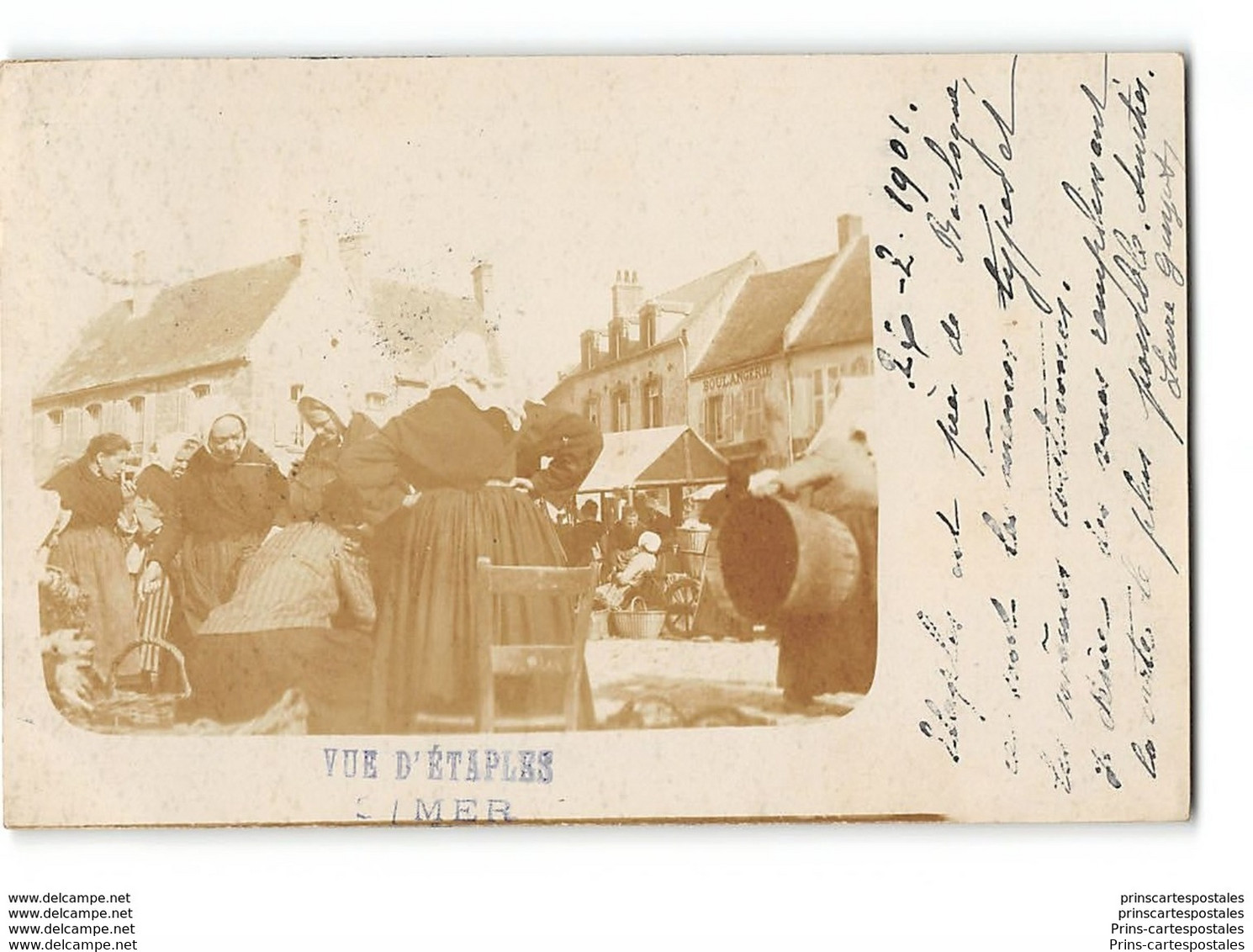 CPA 62 Carte Photo Etaples Sur Mer Le Marché En 1901 - Etaples