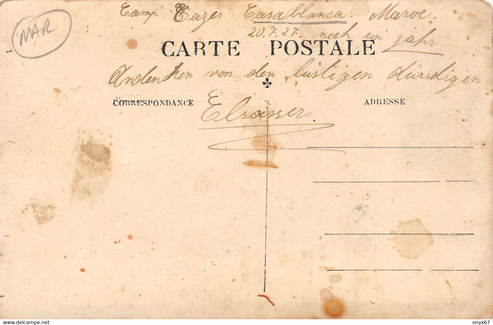 Carte Photo Militaire Français CASABLANCA-Camp Cazes-Maroc-Afrique-Régiment Soldat-Soldaten-Andenken Lustigen-Elsässer - Casablanca