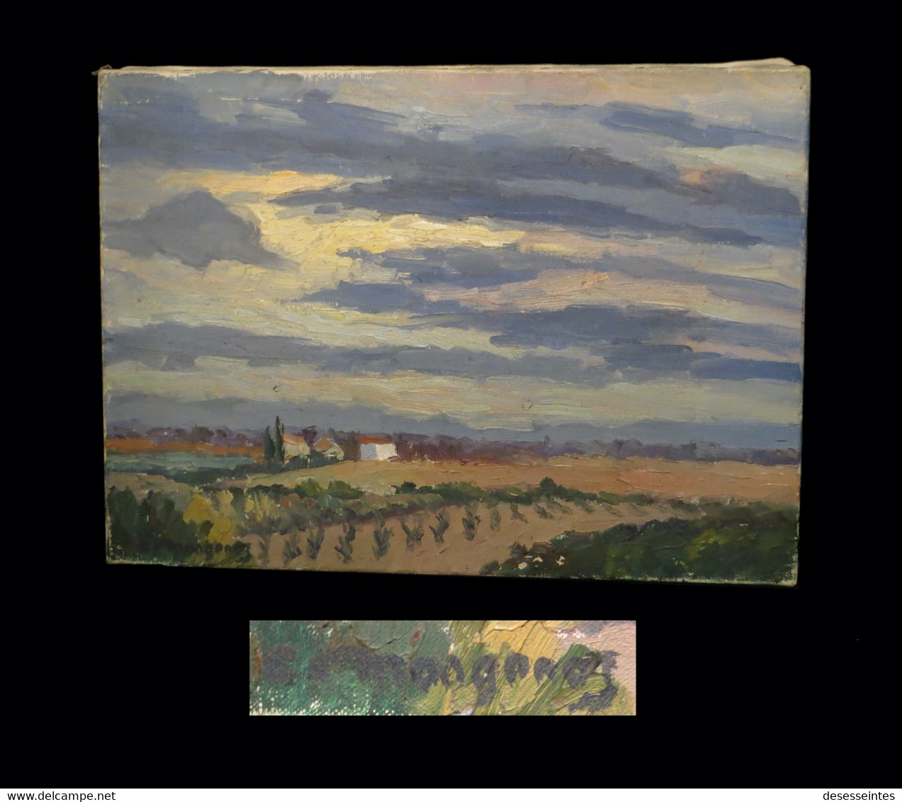 MANGENOT (Emile) - Huile Sur Toile, Signée : Paysage De Plaine. - Huiles