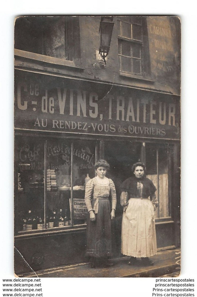 CPA Carte Photo Devanture De Marchand De Vins Traiteur - A Localiser - Foto's