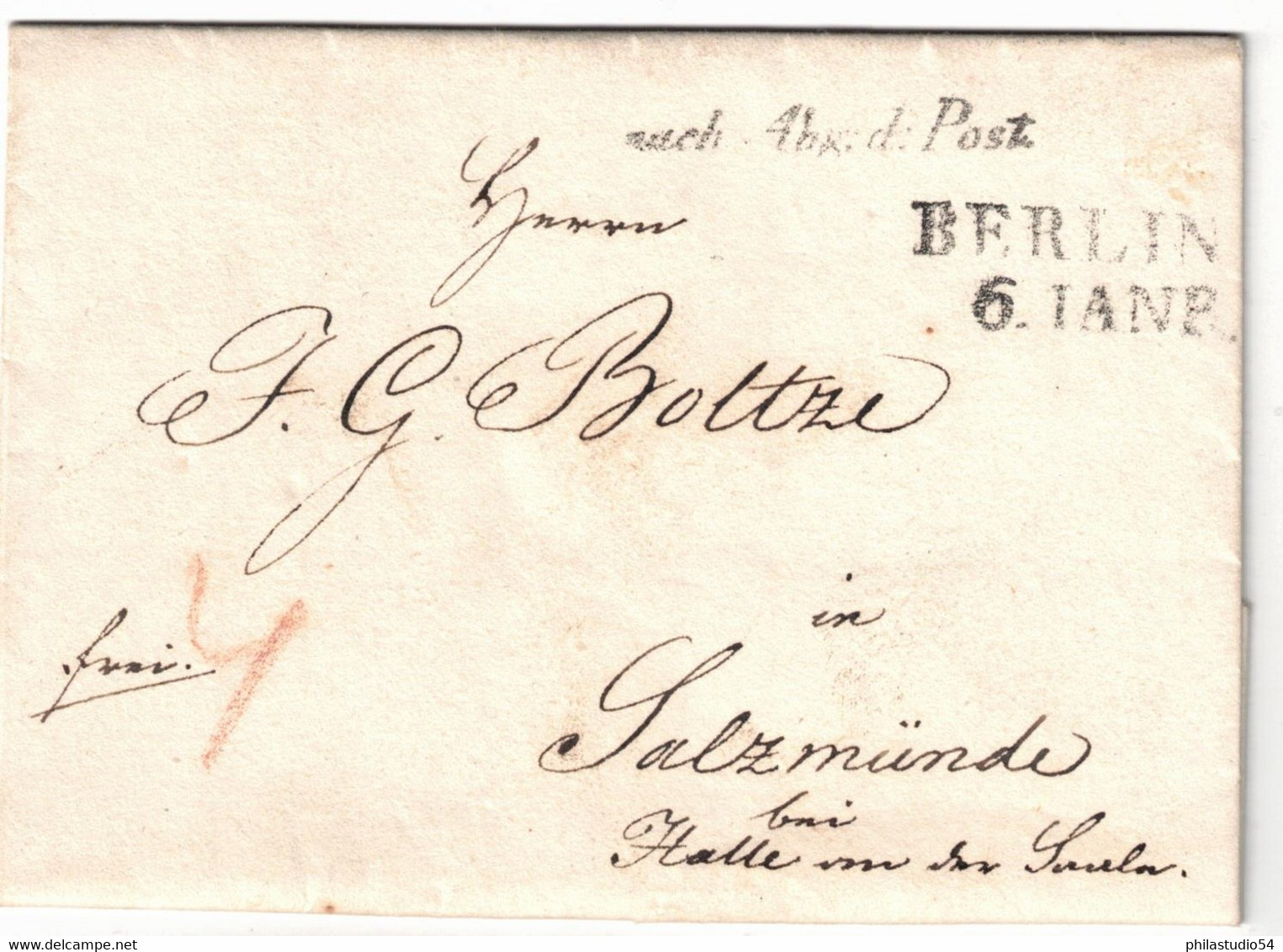 KLASSISCHE BERLIN-STEMPEL: 1827, Faltbrief Mit L2 BERLIN Und L1 "Nach Abg. D. Post" - [Voorlopers