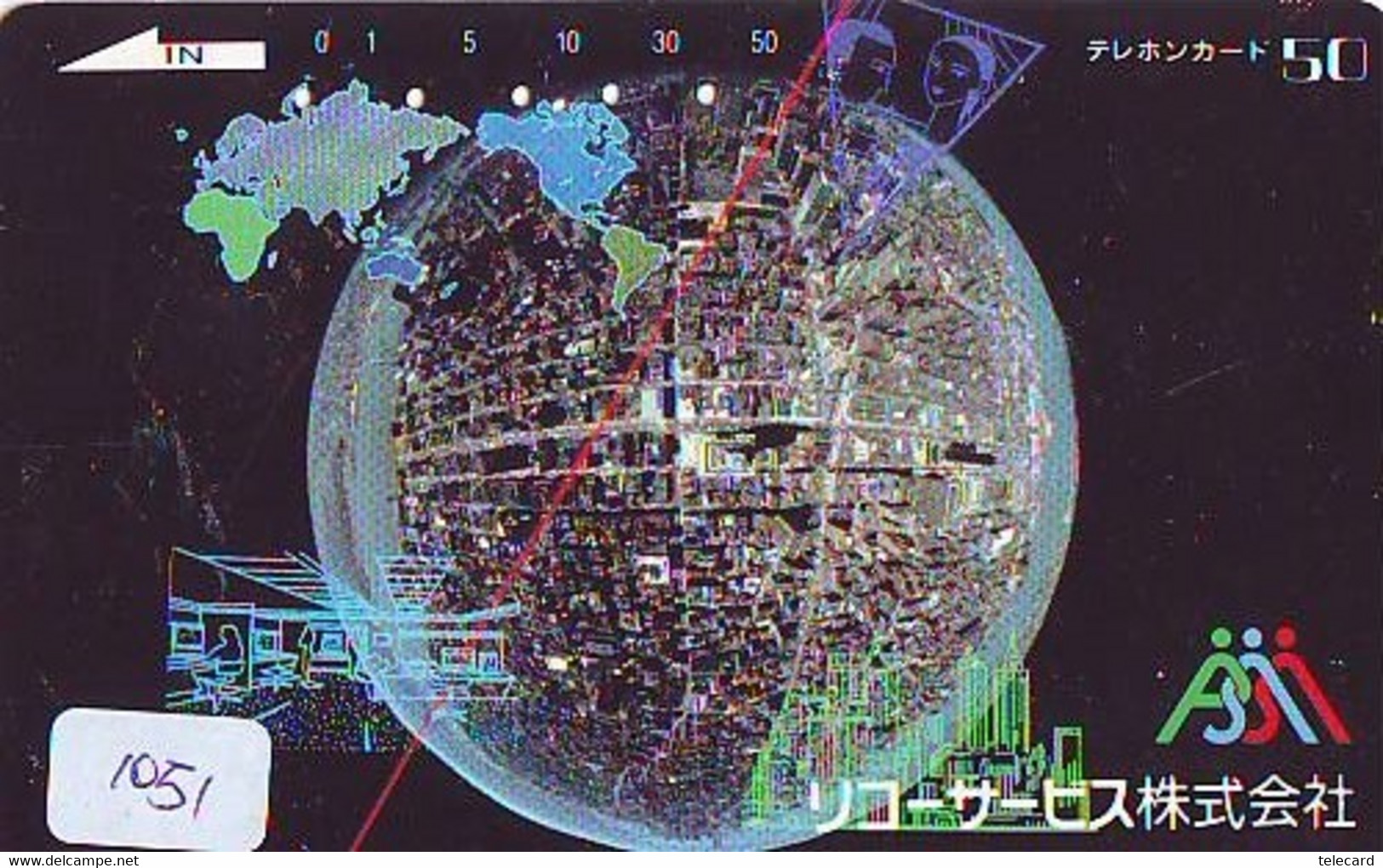 TELECARTE JAPAN *  ESPACE (1051)  GLOBE * SATELLITE * TERRESTRE * MAPPEMONDE * Telefonkarte Phonecard JAPAN * - Espace