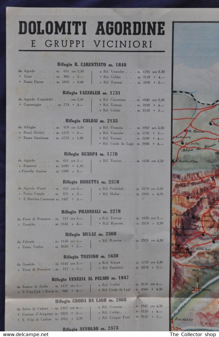 Carta DOLOMITI edizione 1949 - "Dolomiti Agordine e gruppi viciniori"