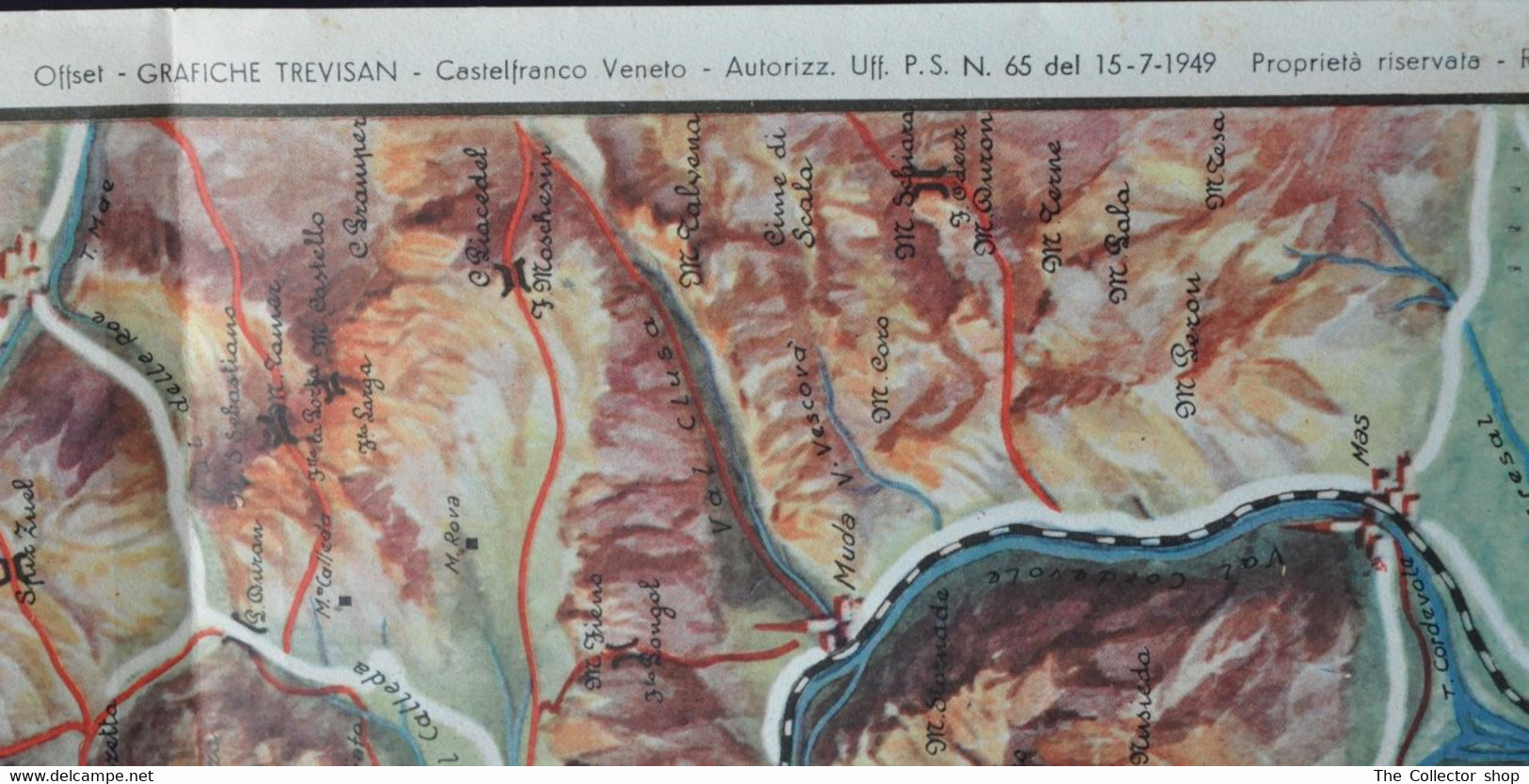 Carta DOLOMITI edizione 1949 - "Dolomiti Agordine e gruppi viciniori"