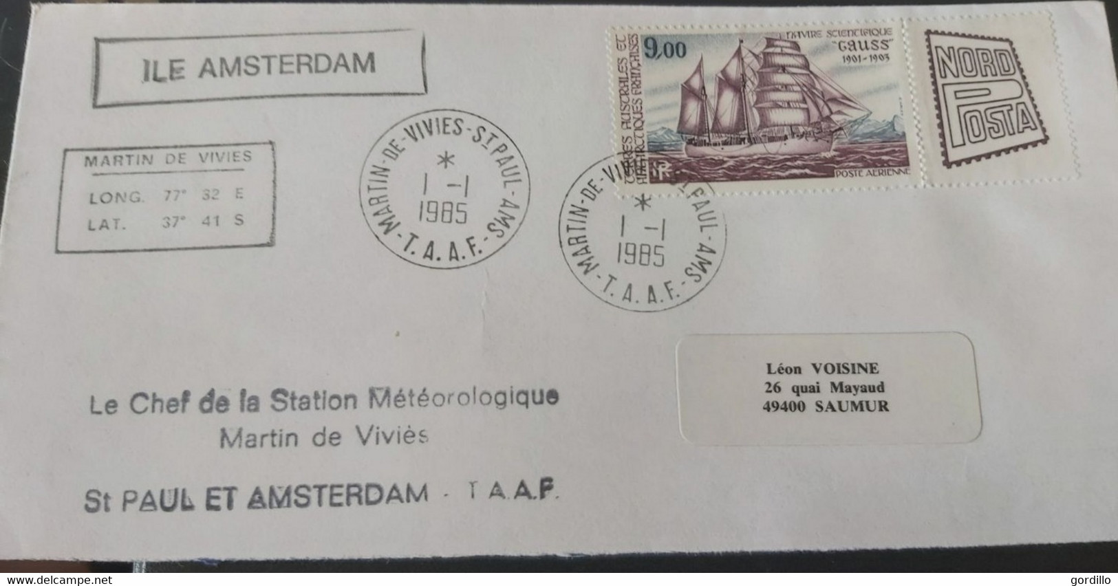 TAAF N° 115  1985 Le Gauss Sur Enveloppe Station Météorologique . - Sonstige & Ohne Zuordnung