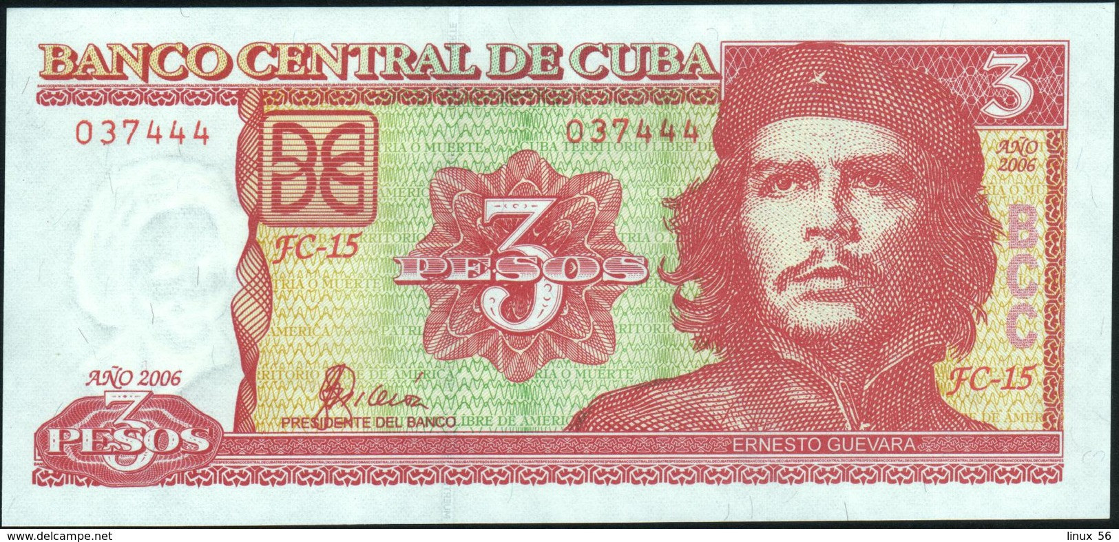 ♛ CUBA - 3 Pesos 2006 {"Che" Guevara} UNC P.127 C - Cuba