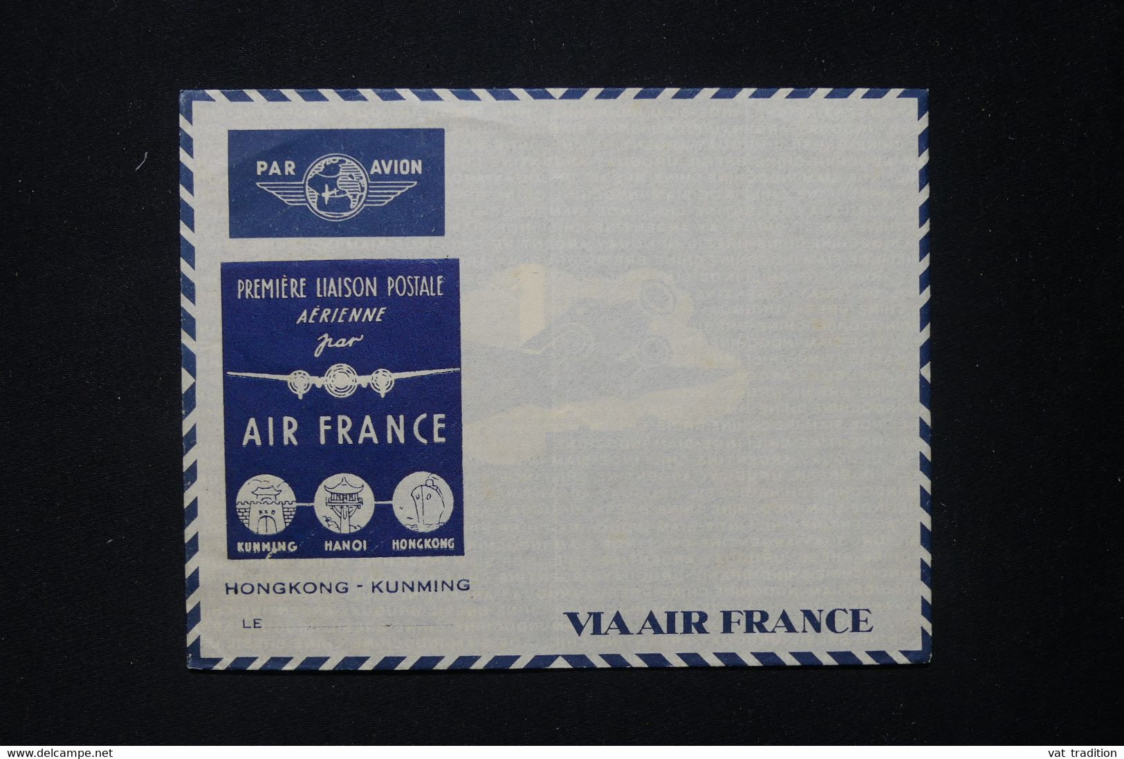 CHINE - Enveloppe Du 1er Vol Air France  Kunming / Hong Kong, Non Affranchie  - L 82874 - Briefe U. Dokumente