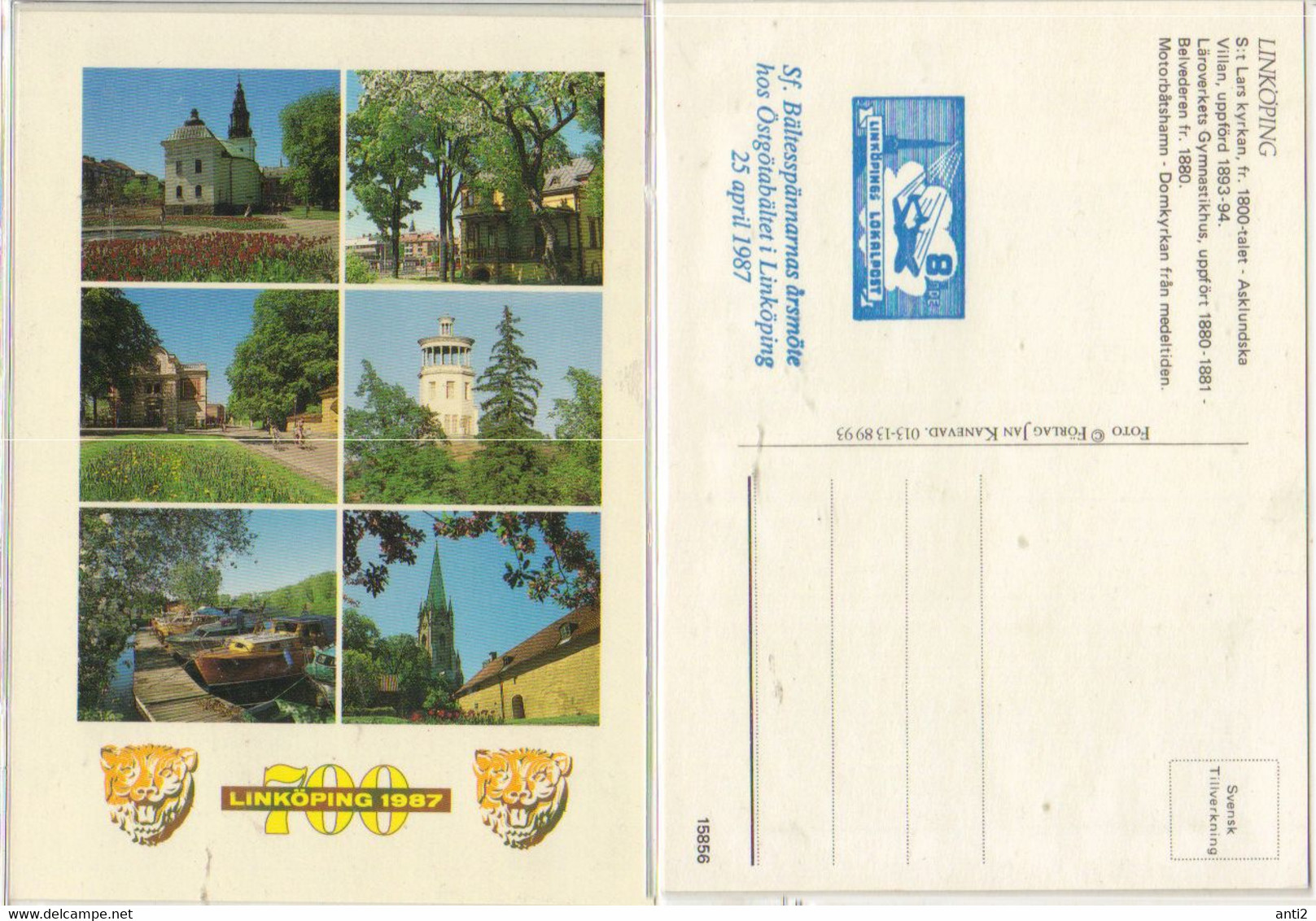 Sweden 1987 Linköping 700 Years, Card For Jubileet, With Imprinted Local Stamp 8 øre - Emissioni Locali