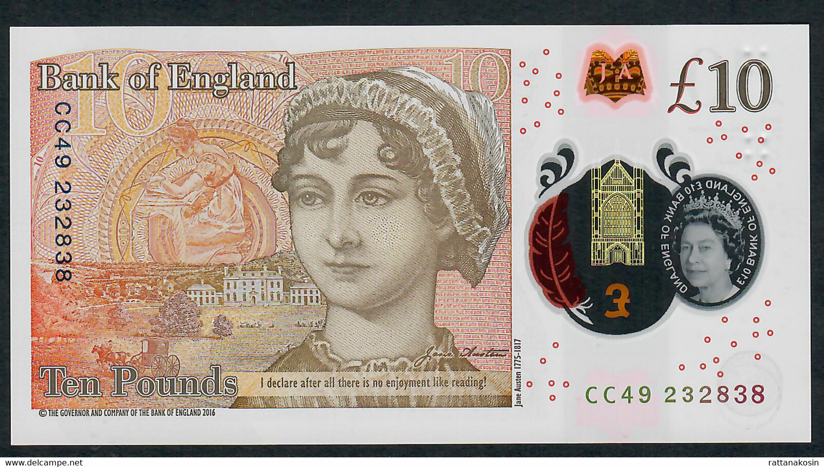 GREAT BRITAIN  P395 10 POUNDS 2016  #CC49      UNC. - 10 Pounds