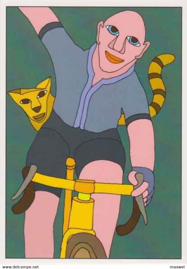 Cpm 1741/566 ERGON - Homme à Bicyclette - Chat - Vélo - Cyclisme - Bicycle - Illustrateur - Peintre - Ergon