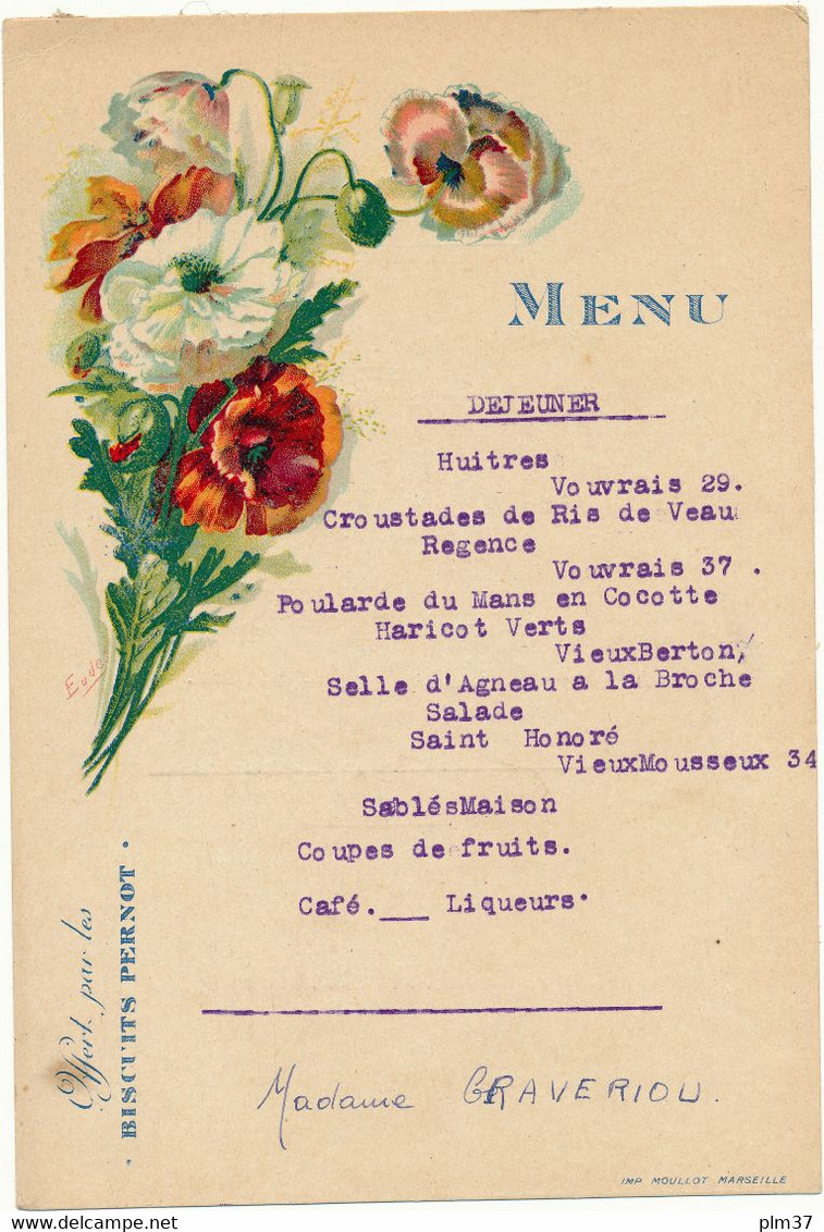 MENU - Biscuits PERNOT - Menú