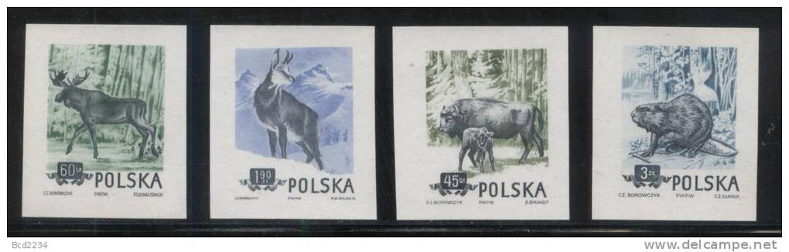 SLANIA SALE POLAND 1954 SLANIA RARE BEAVER & ANIMALS COLOUR PROOFS Bison Beaver Deer Moose Antelope Goat - Proeven & Herdruk