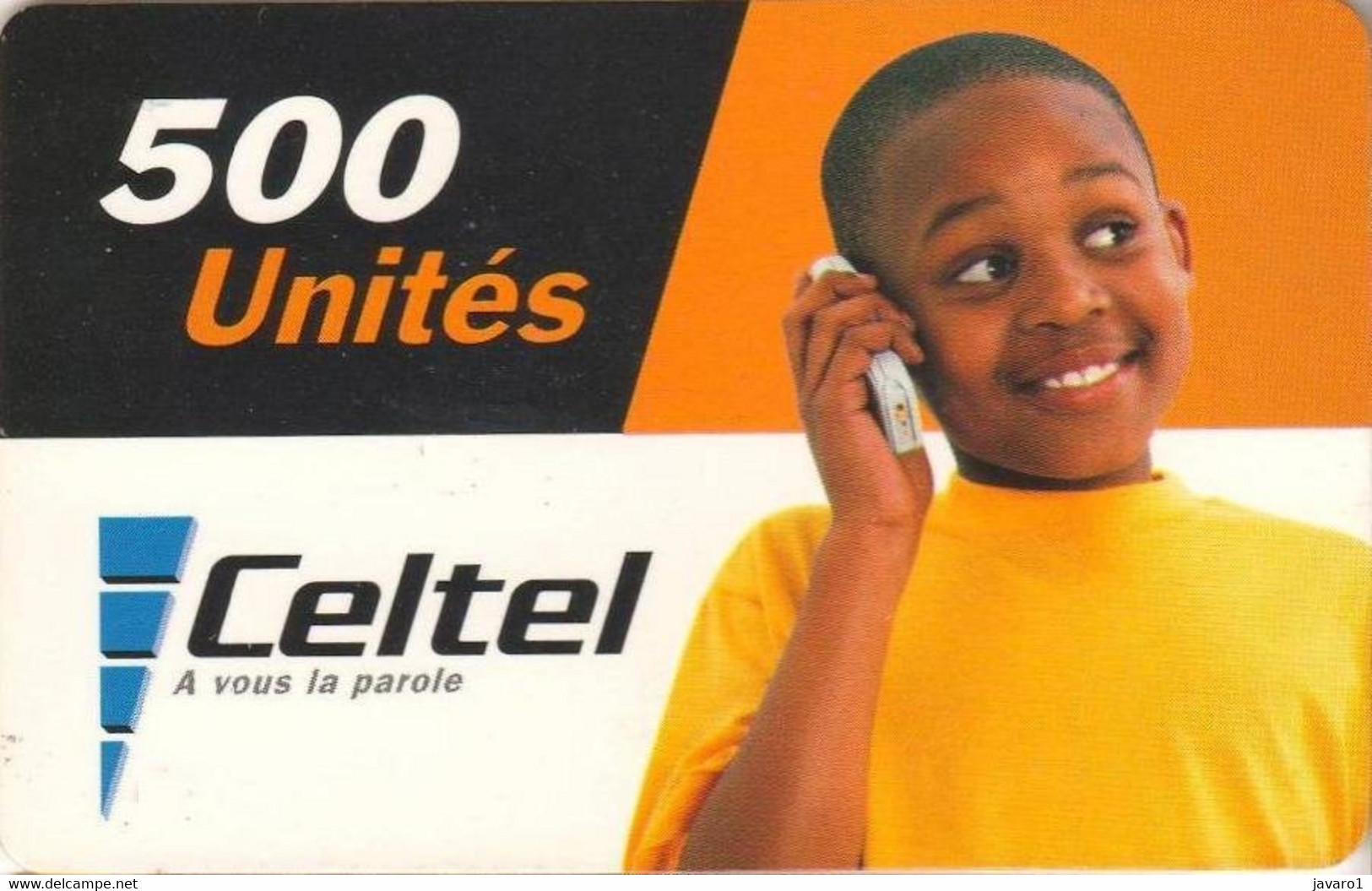 ZAIRE : CEL005 500u CELTEL Little Boy On The Phone (verso 2) USED Exp: 31/12/2004 - Kongo