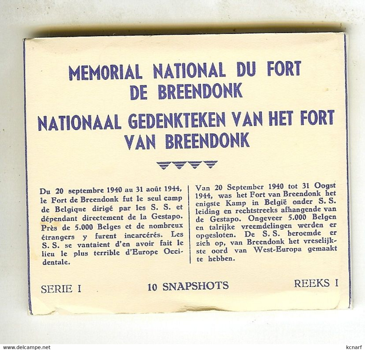 Carnet MEMORIAL NATIONAL DU FORT DE BREENDONK / NATIONAAL GEDENKTEKEN VANHET FORT VAN BREEDONK 10 Pièces - Puurs