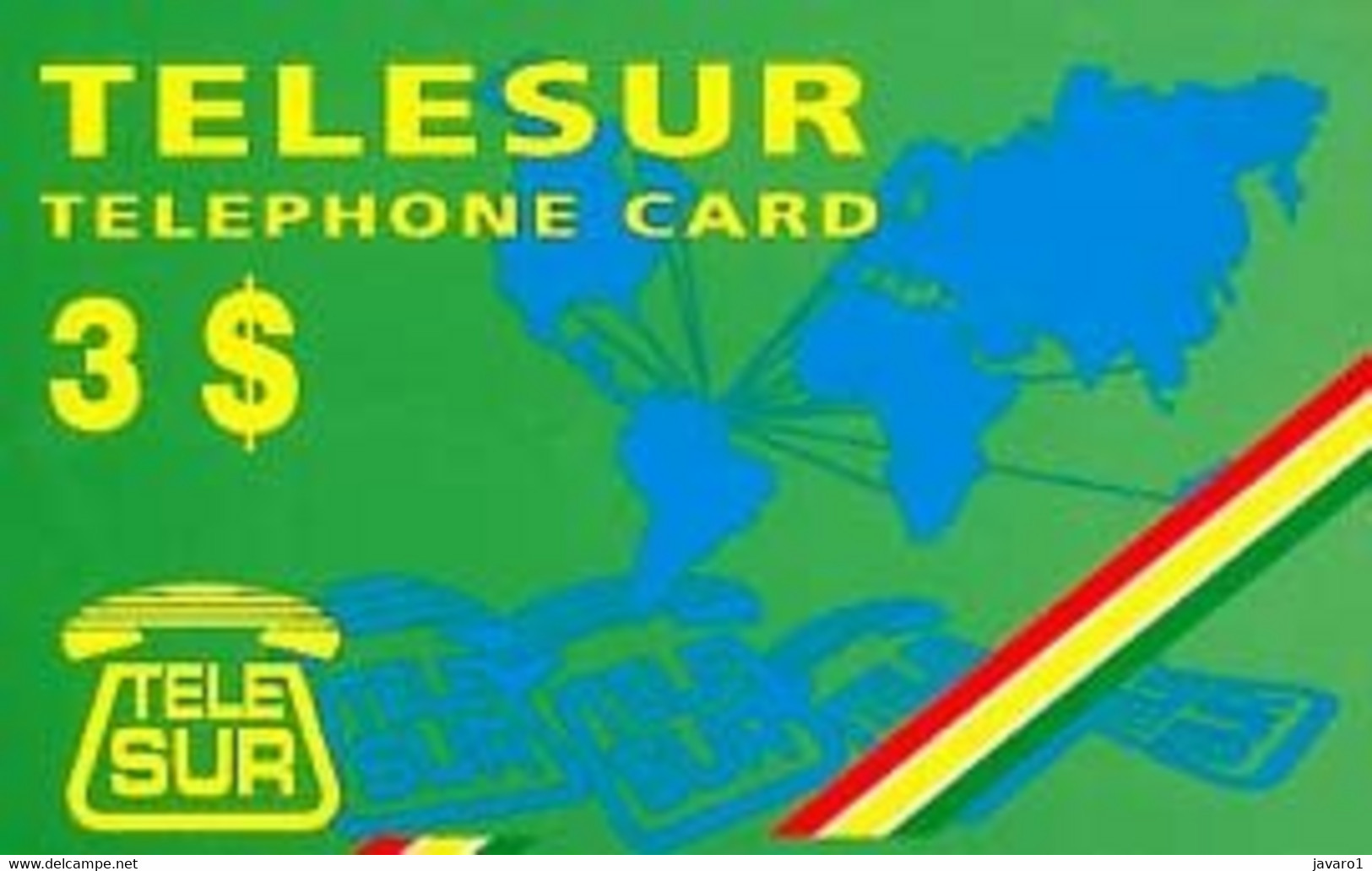 SURINAME : SUR06 3$ Green TELESUR TELEPHONE CARD USED - Suriname