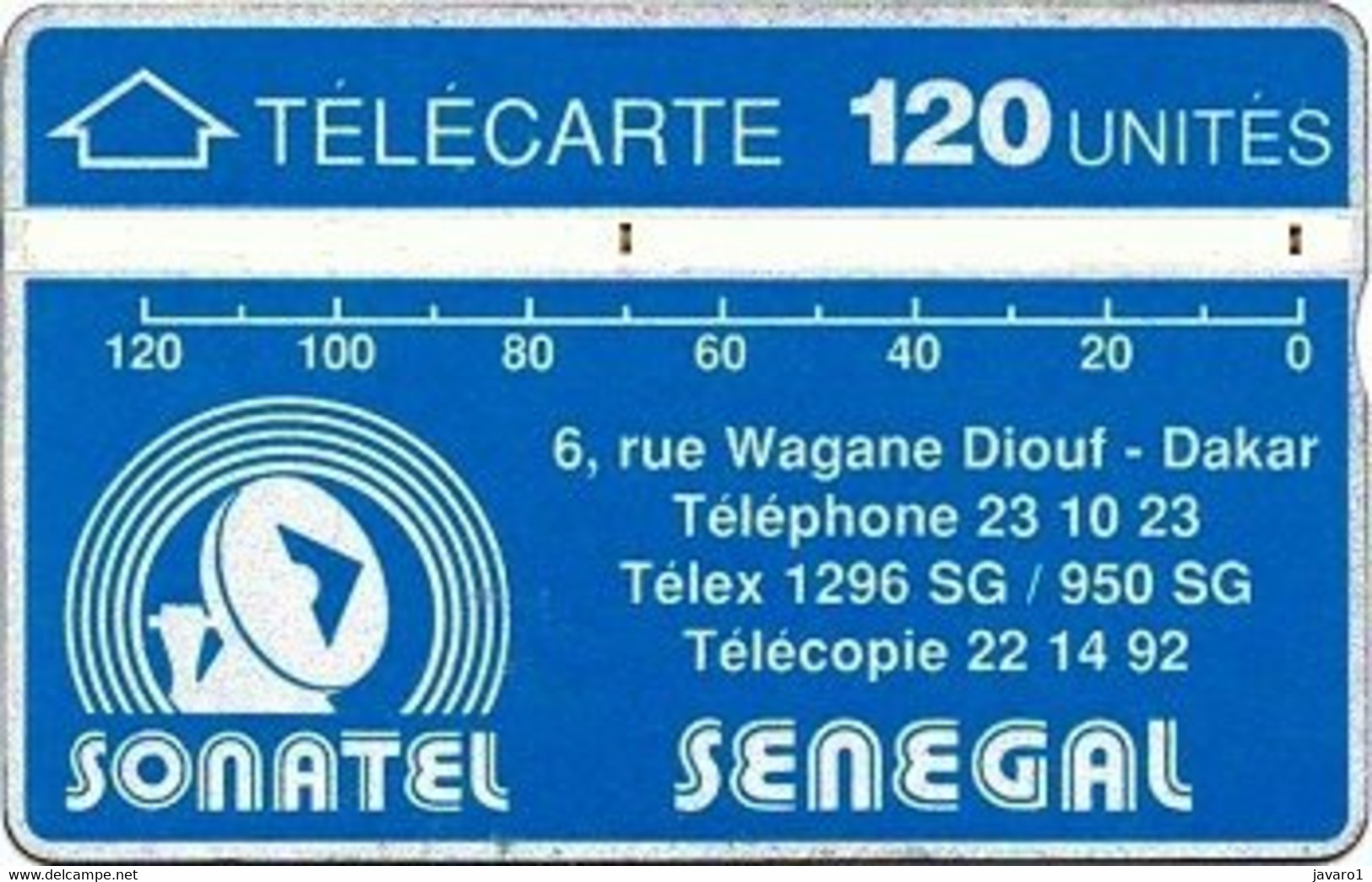 SENEGAL : SEN07 120 U Bleu/silver  3/4mm 001A USED - Sénégal