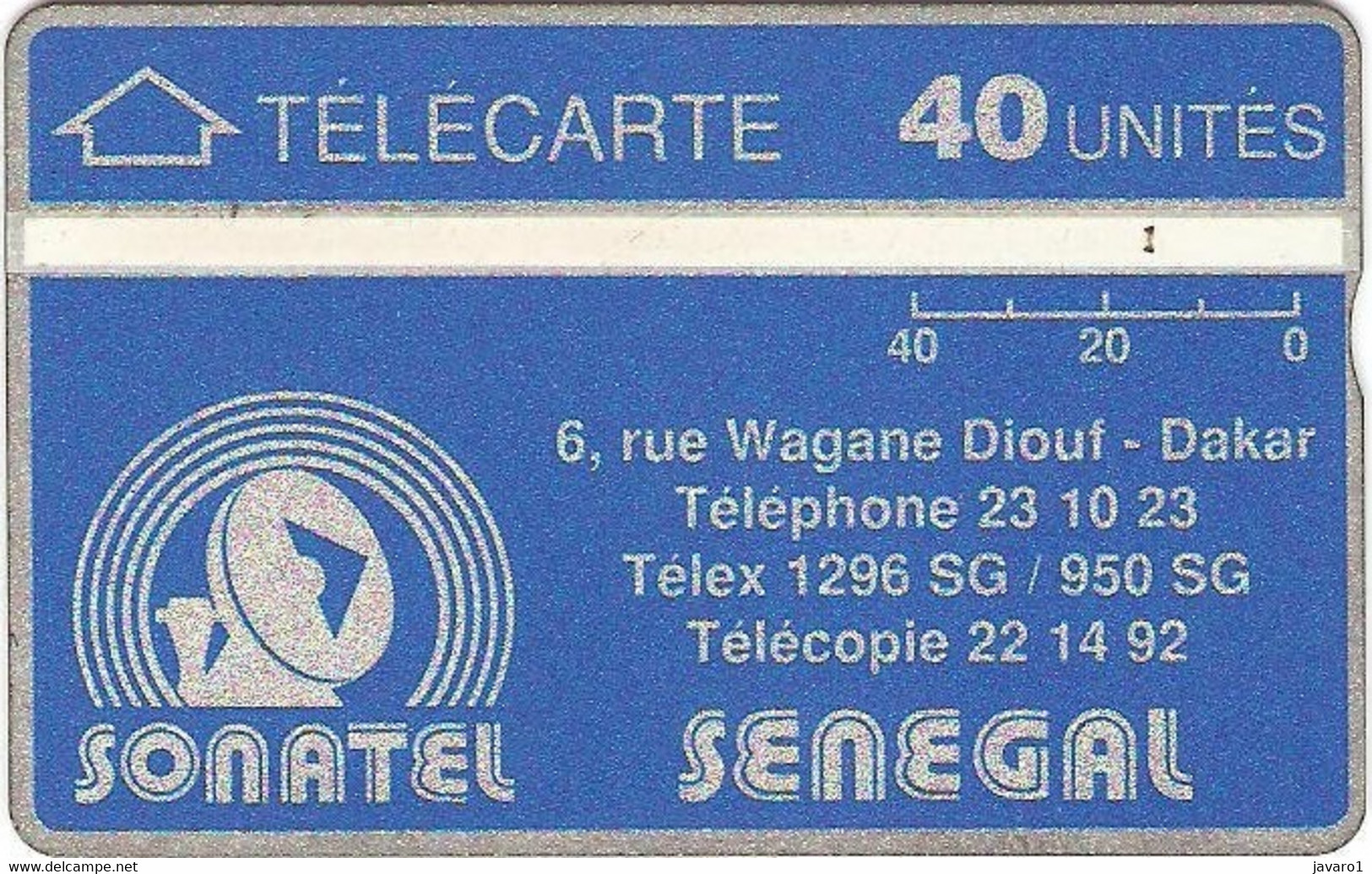 SENEGAL : SEN05 40 U Bleu/silver  3/4mm 905A USED - Sénégal