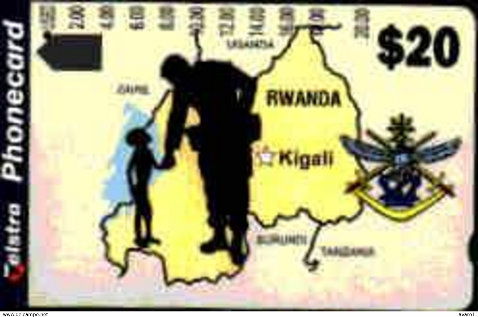 RWANDA : RWA03 $20.00 Soldier And Child USED - Ruanda