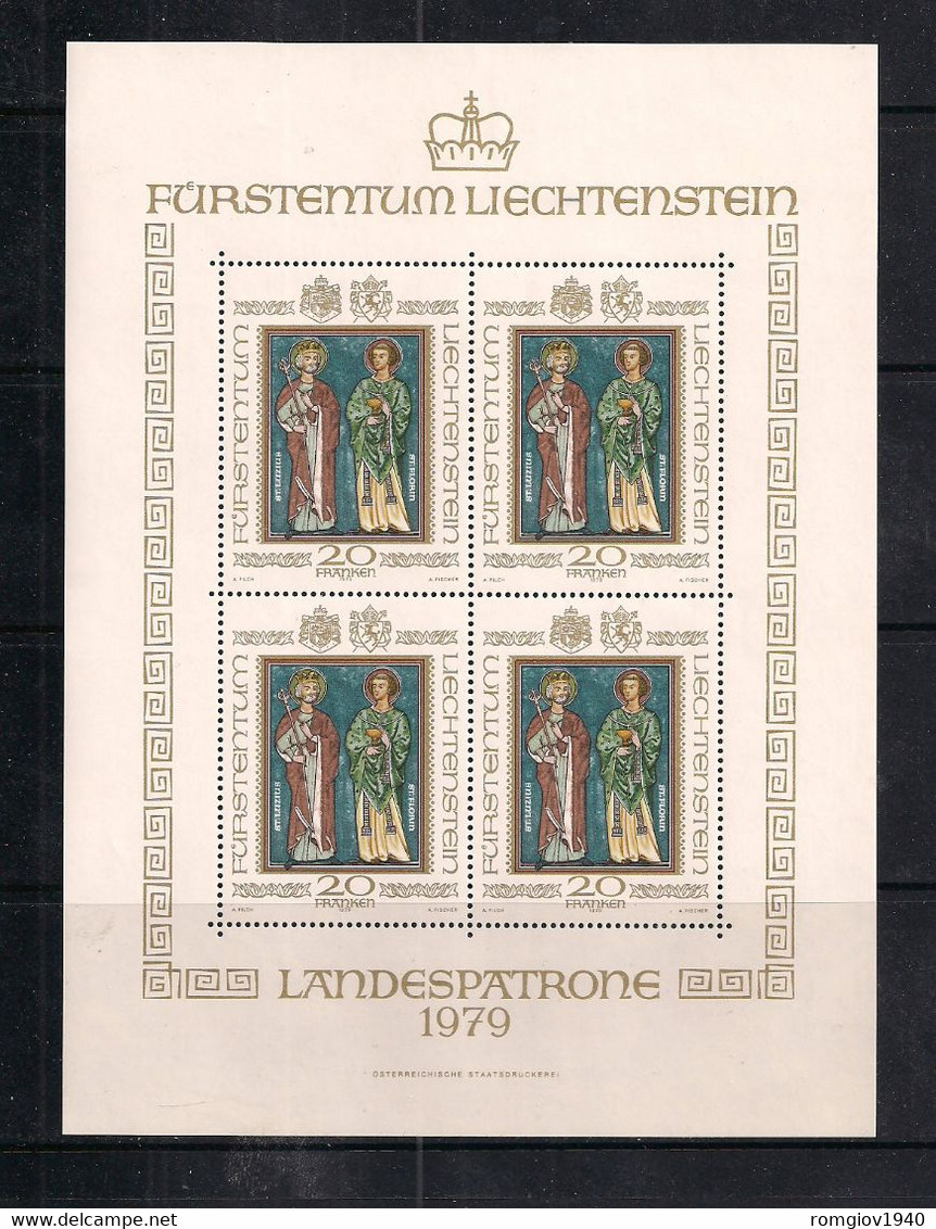 LIECHTENSTEIN  MINIFOGLI 1979 SANTI PATRONI DEL LIECHTESTEIN UNIF. 675 MNH XF - Unused Stamps