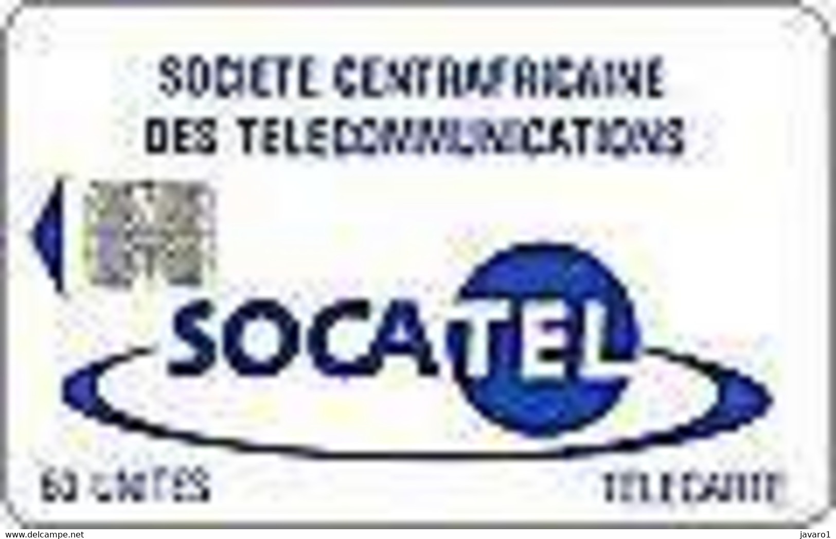 CENTRAFR : CAR16A 60u SOCATEL Blue  SI-7 Nologo+batchnr USED - Centraal-Afrikaanse Republiek