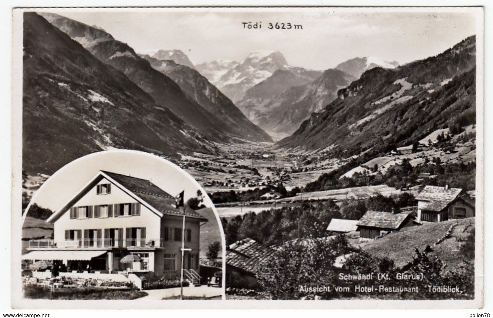 SCHWANDI - Schwändi - AUSSICHT VOM HOTEL REST. TODIBLICK - GLARIS - Vedi Retro - Formato Piccolo - Schwändi