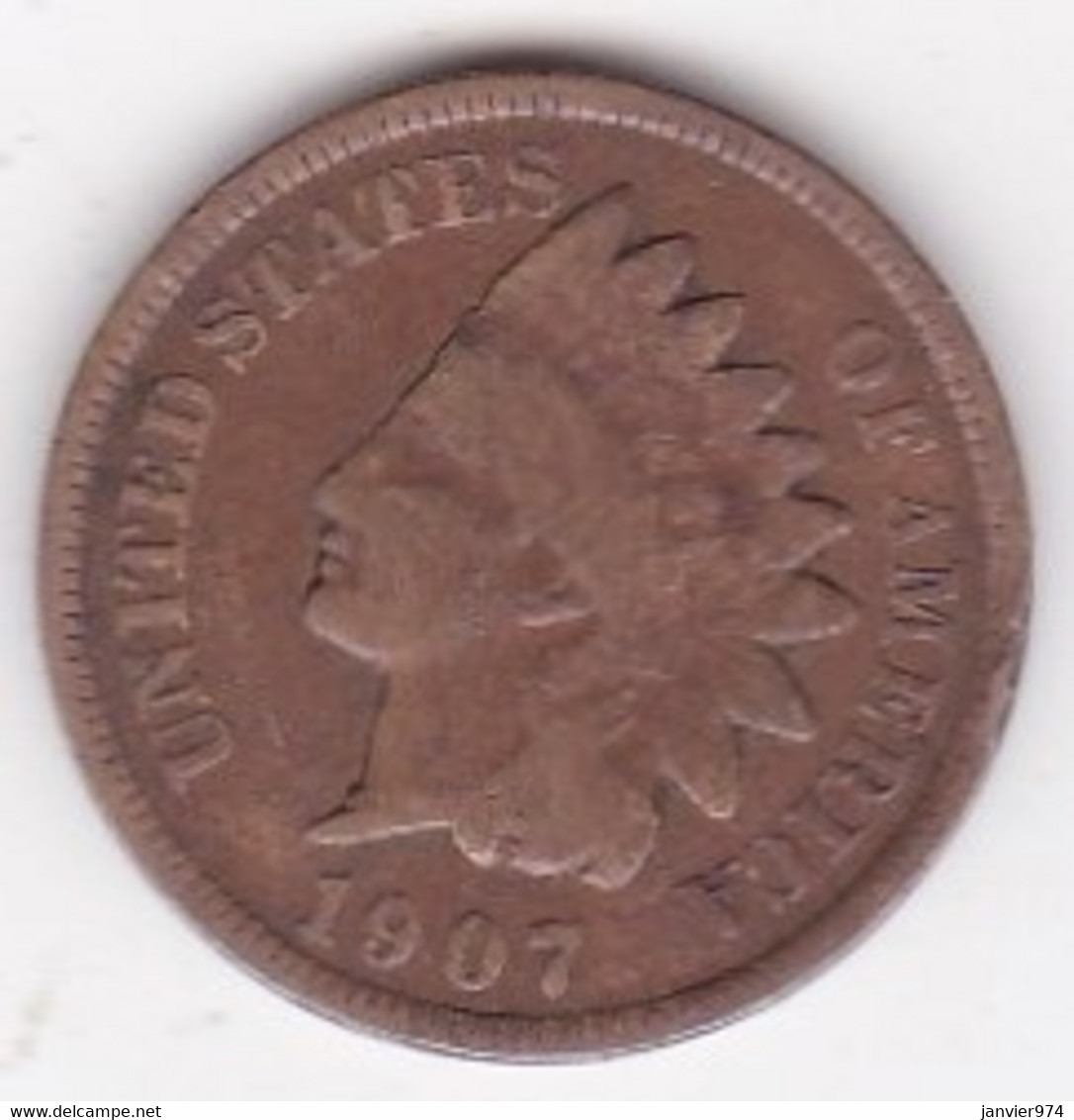 Etats-Unis . One Cent 1907 . Indian Head - 1859-1909: Indian Head