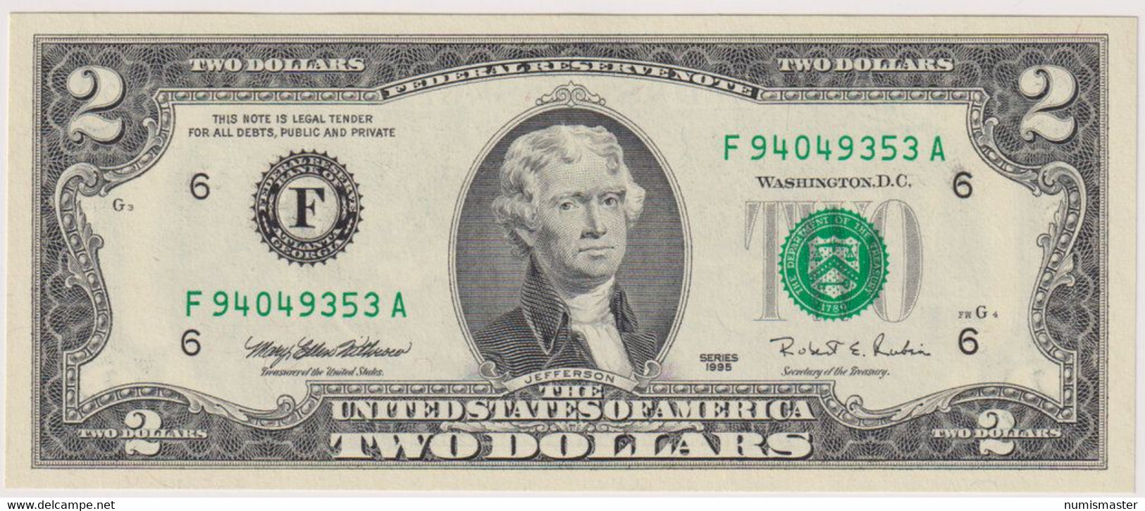 2 DOLLAR 1995 F , UNC - Biljetten Van De  Federal Reserve (1928-...)