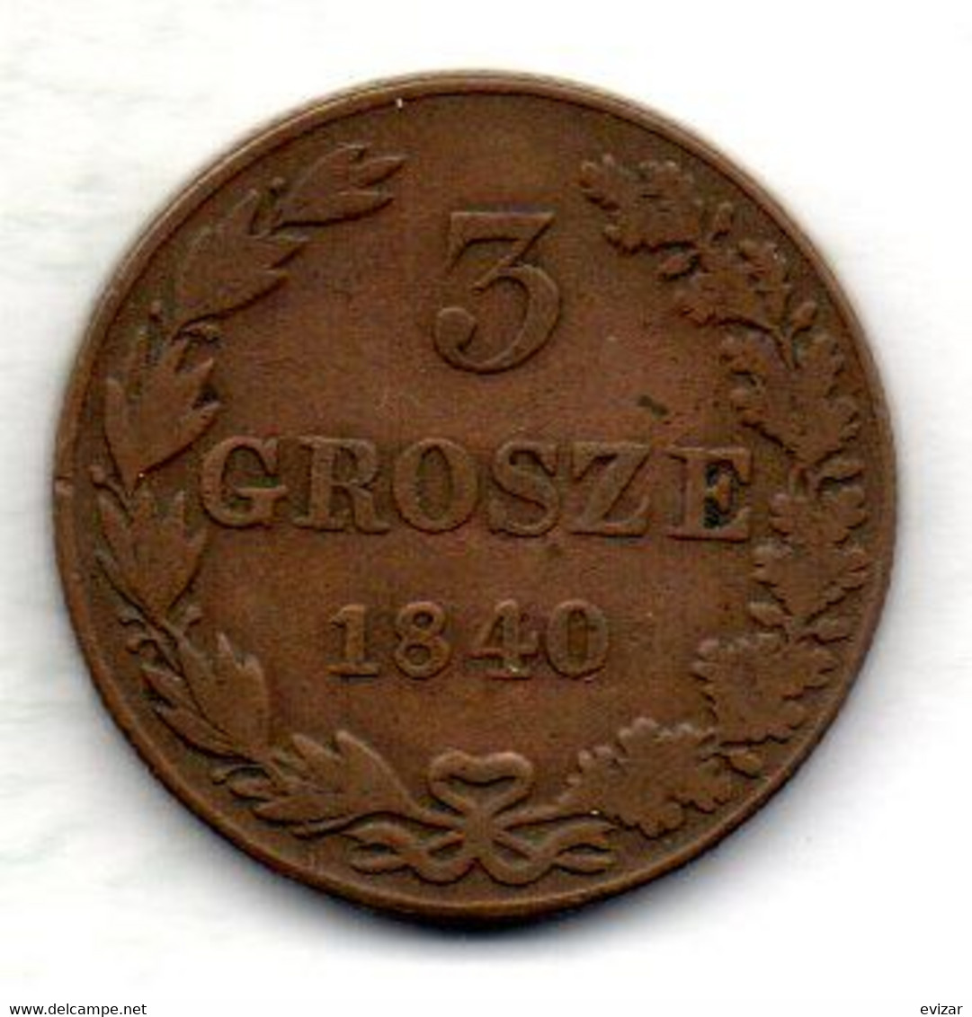 POLAND, 3 Grosze, Copper, Year 1840-MW, KM #110.2 - Polen