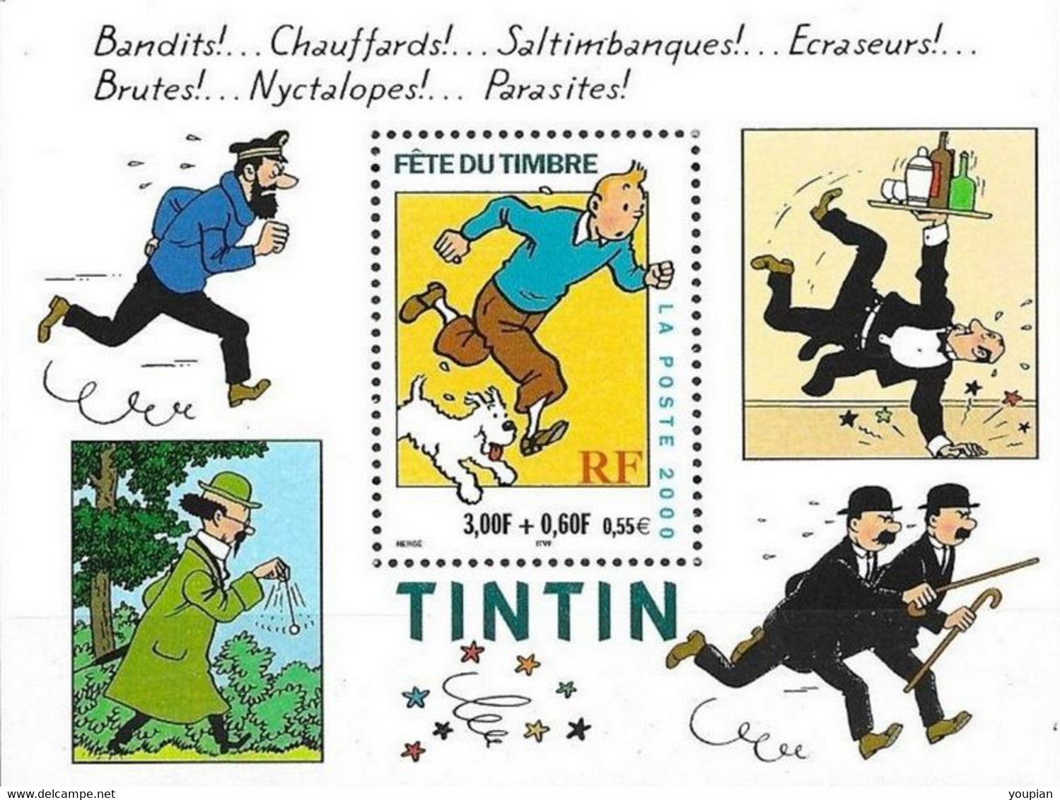 France 2000, 70th Anniversary Of The Cartoon Tintin, MNH S/S - Unused Stamps
