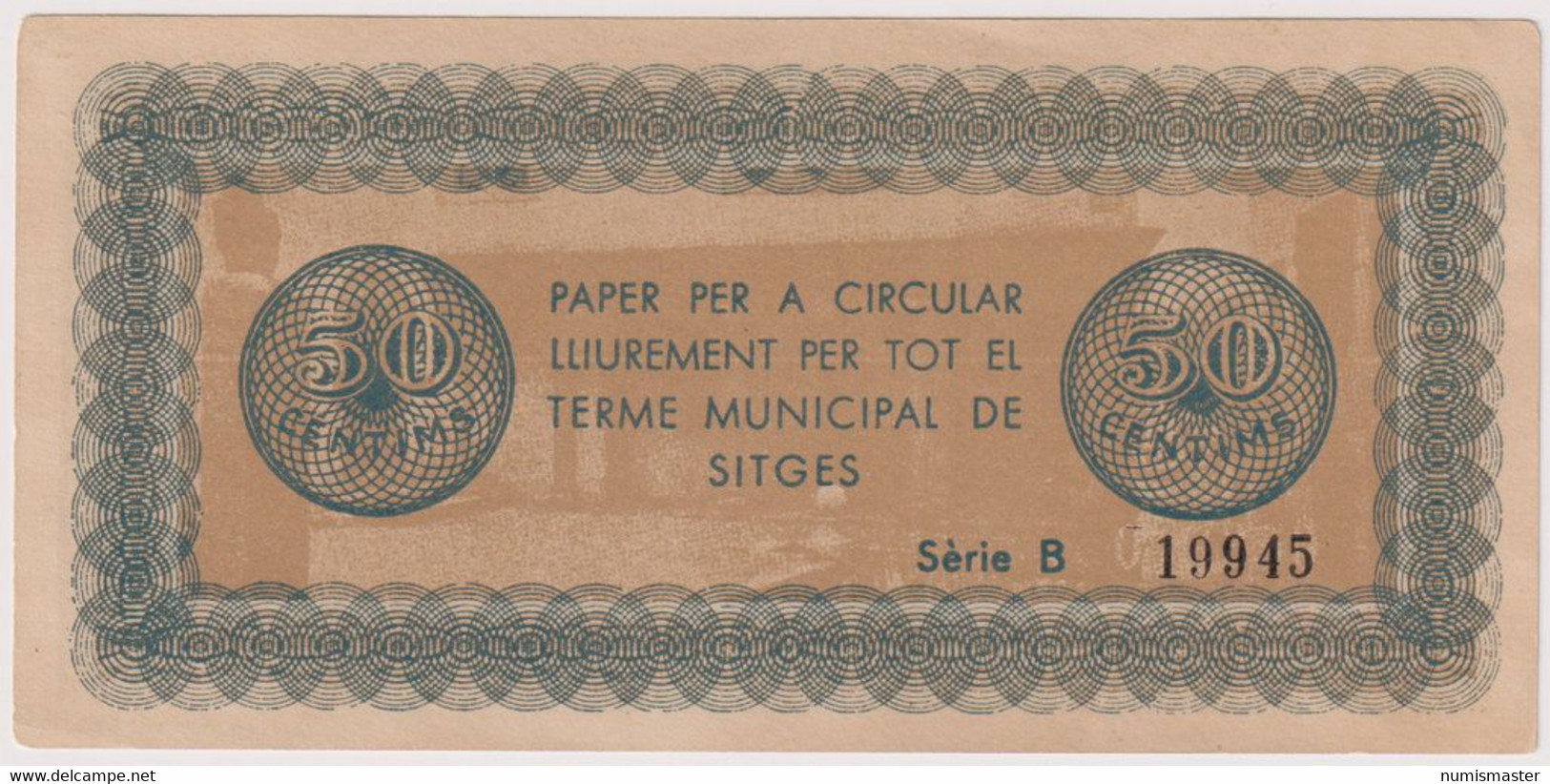 SPAIN , FC SITGES( BARCELONA) 50 CENTIMOS 1937 AUNC - Andere & Zonder Classificatie