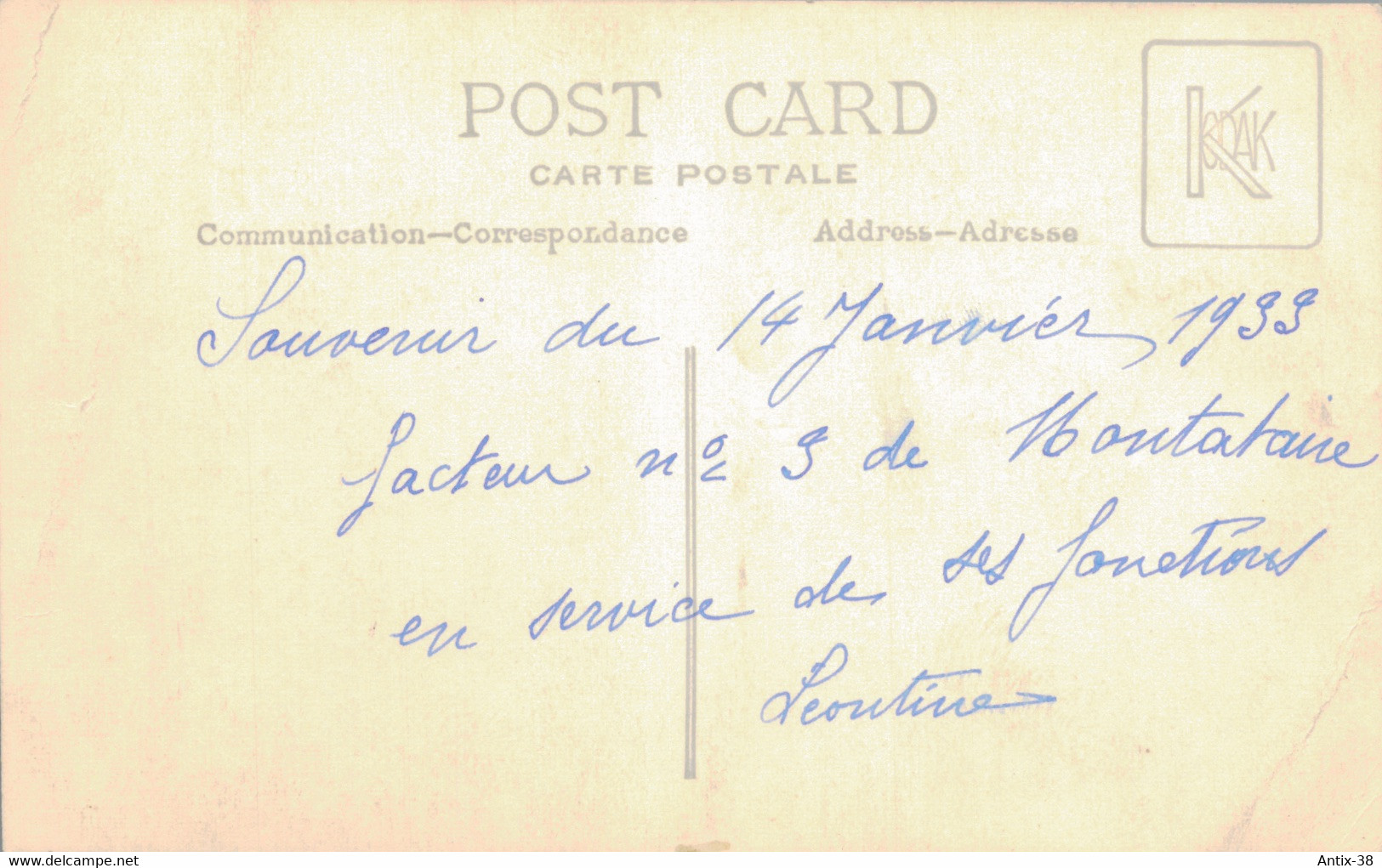 J136 - Poste - Carte Photo - Souvenir Du 14 Janvier 1933 - Facteur De MONTATAIRE - Oise - En Service De Ses Fonctions - Poste & Postini