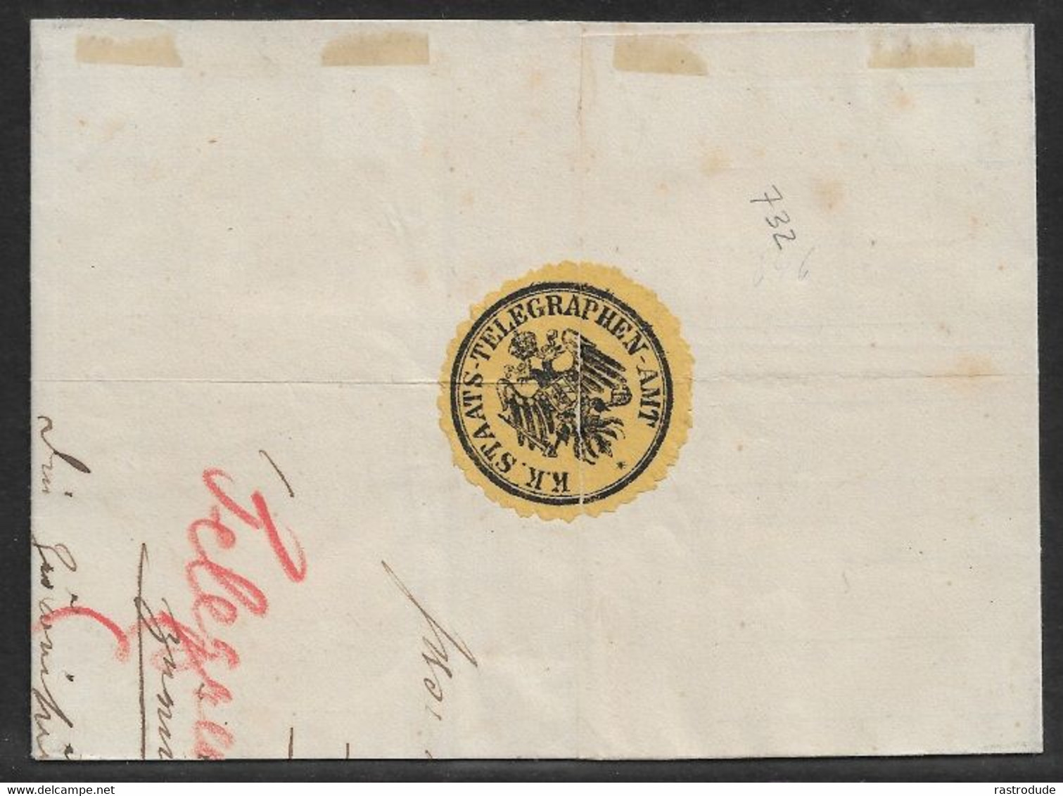 1874 LIECHTENSTEIN  - RRR TELEGRAMM UMSCHLAG  GEBRAUCHT VADUZ - SEHR SELTEN Mi.€2000 - ...-1912 Préphilatélie