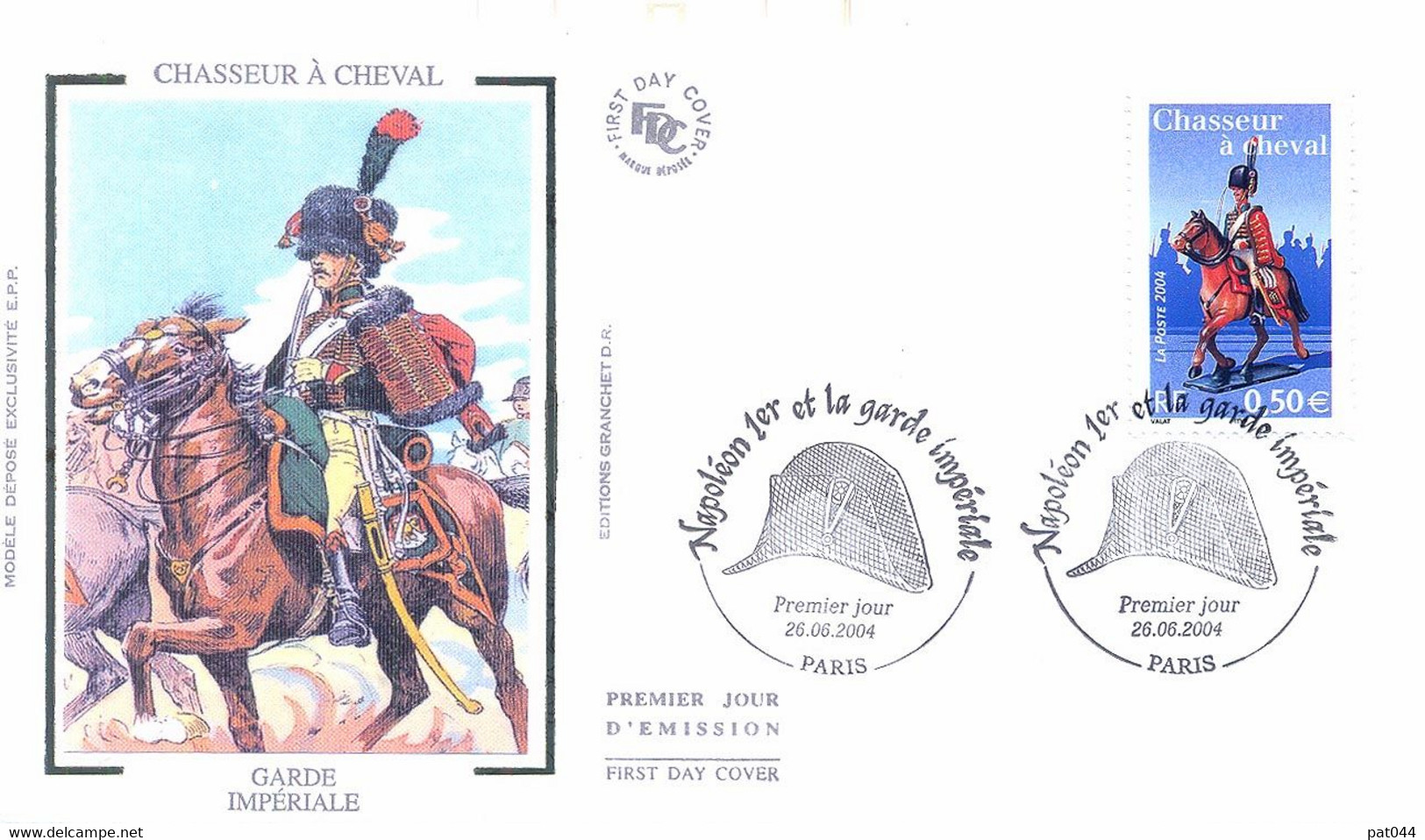 Enveloppe 1er Jour, Personnages Célèbres, Napoléon Et La Garde Impériale, Chasseur à Cheval, 2004, (yt 3679) - 2000-2009