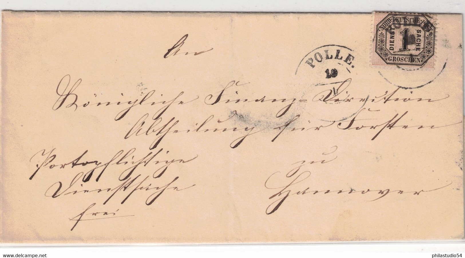 1871, "POLLE" Nachverwendeter HANNOVER-Stempel In Schwarz 1Grischen Dienstsache - Storia Postale