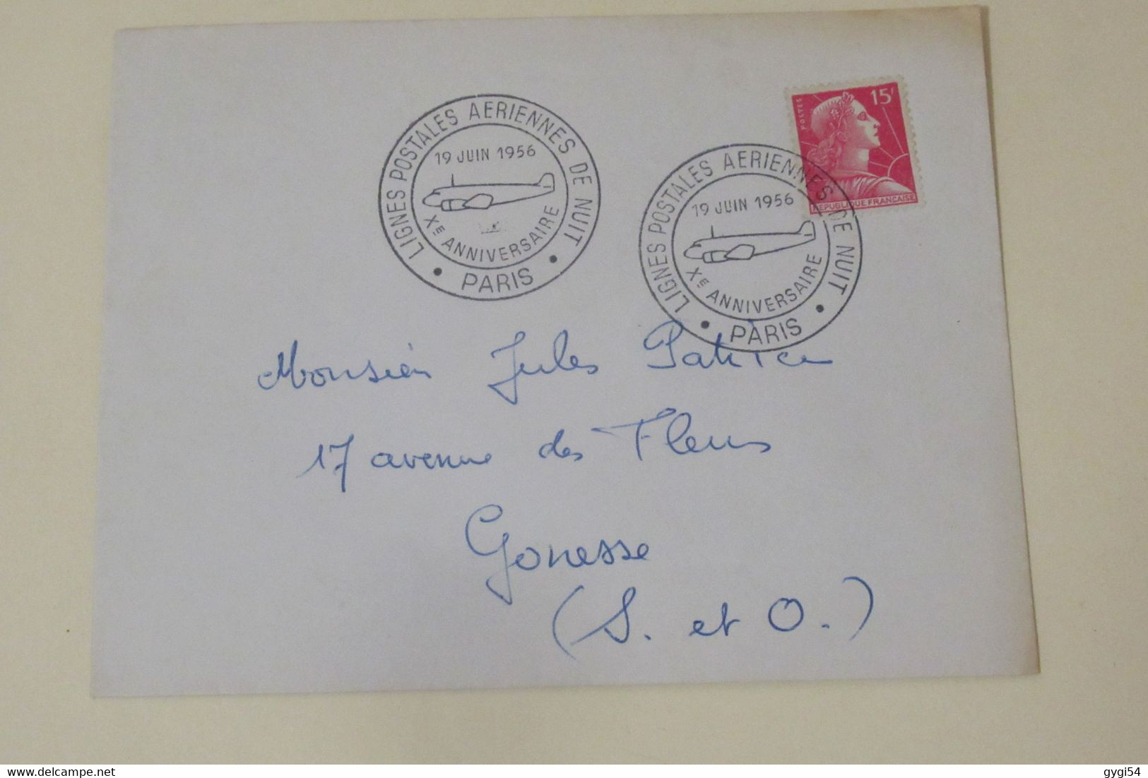 Lignes Postales Aériennes De Nuit  Xème Anniversaire Lettre Du 19 Juin 1966 De Paris Pour Gonesse ( S Et O  ) - Cartas & Documentos