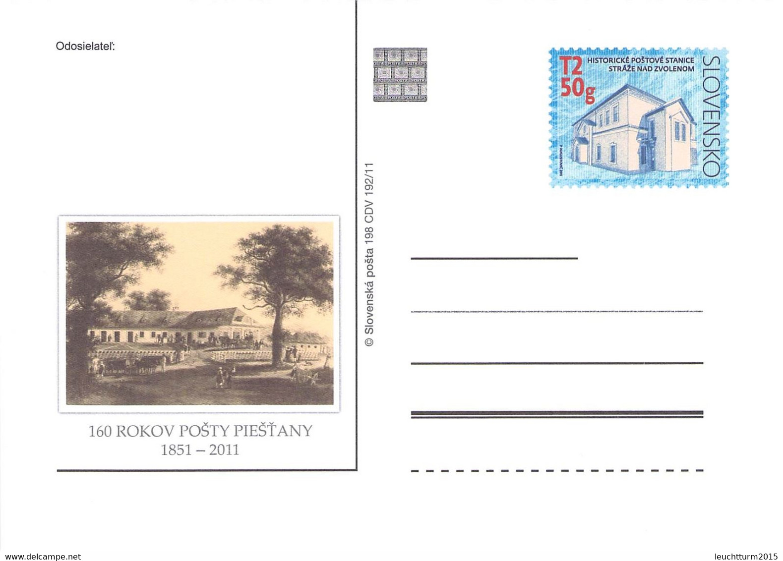 SLOVAKIA - STATIONARY POSTCARD 2011 CDV 198 Unc //Q78 - Cartes Postales