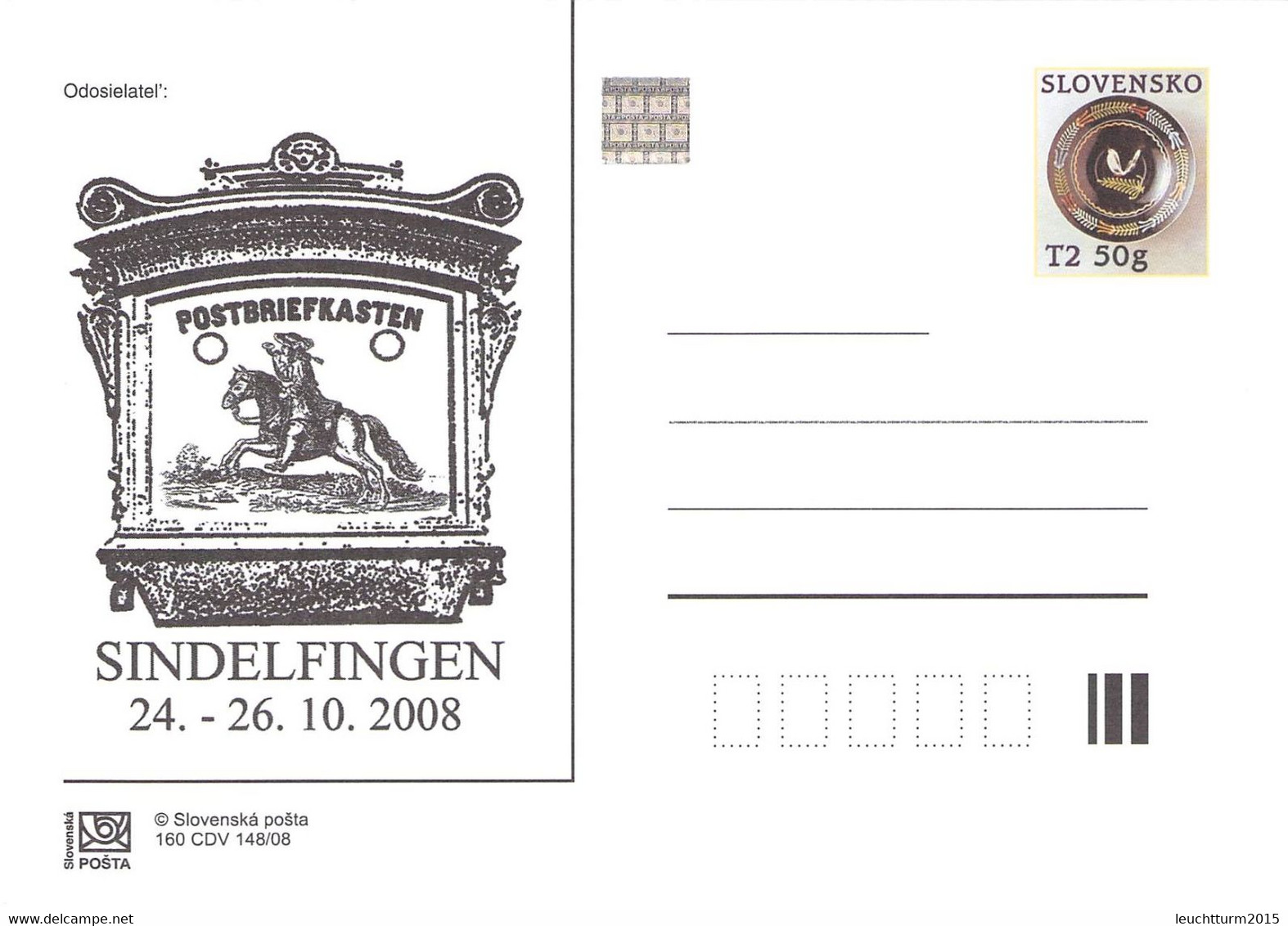 SLOVAKIA - STATIONARY POSTCARD 2008 CDV 160 Unc //Q89 - Cartoline Postali