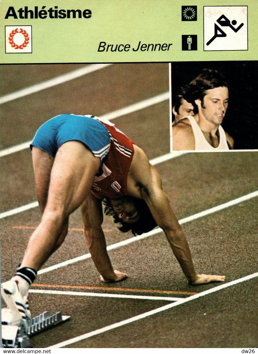 Fiche Sports: Athlétisme - Décathlon: Bruce Jenner, Recordwoman Du Monde Et Champion Olympique 1976 - Sport
