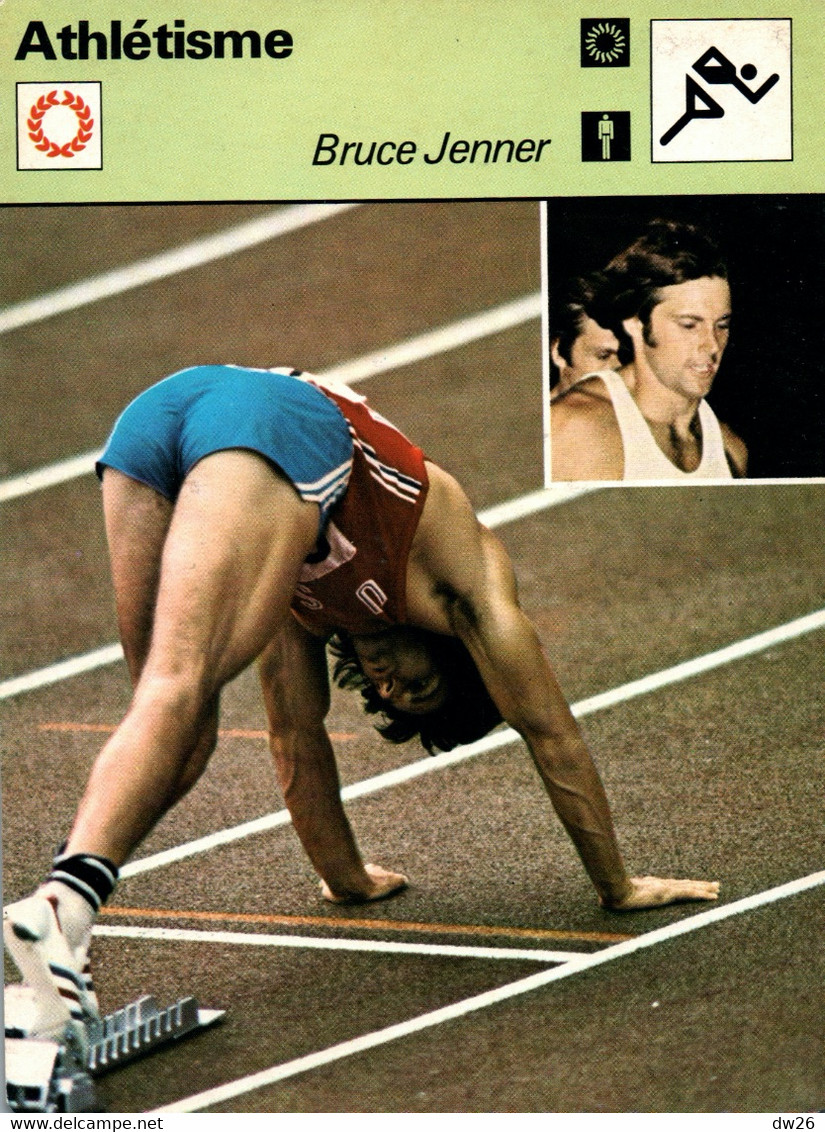 Fiche Sports: Athlétisme - Décathlon: Bruce Jenner, Recordwoman Du Monde Et Champion Olympique 1976 - Sports