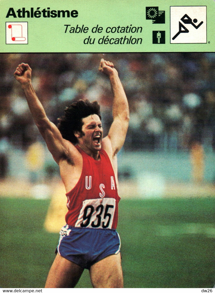 Fiche Sports: Athlétisme - Décathlon: La Table De Cotation Des 10 épreuves - Bruce Jenner En 1976 - Sports