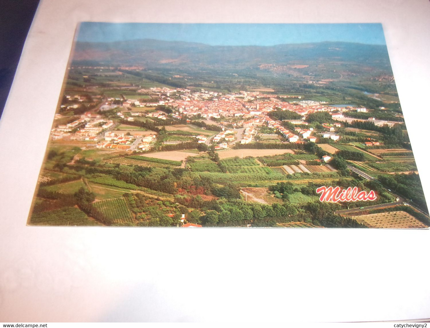 CPA    CPSM  PYRENEES  ORIENTALES  MILLAS VUE GENERALE AERIENNE - Millas