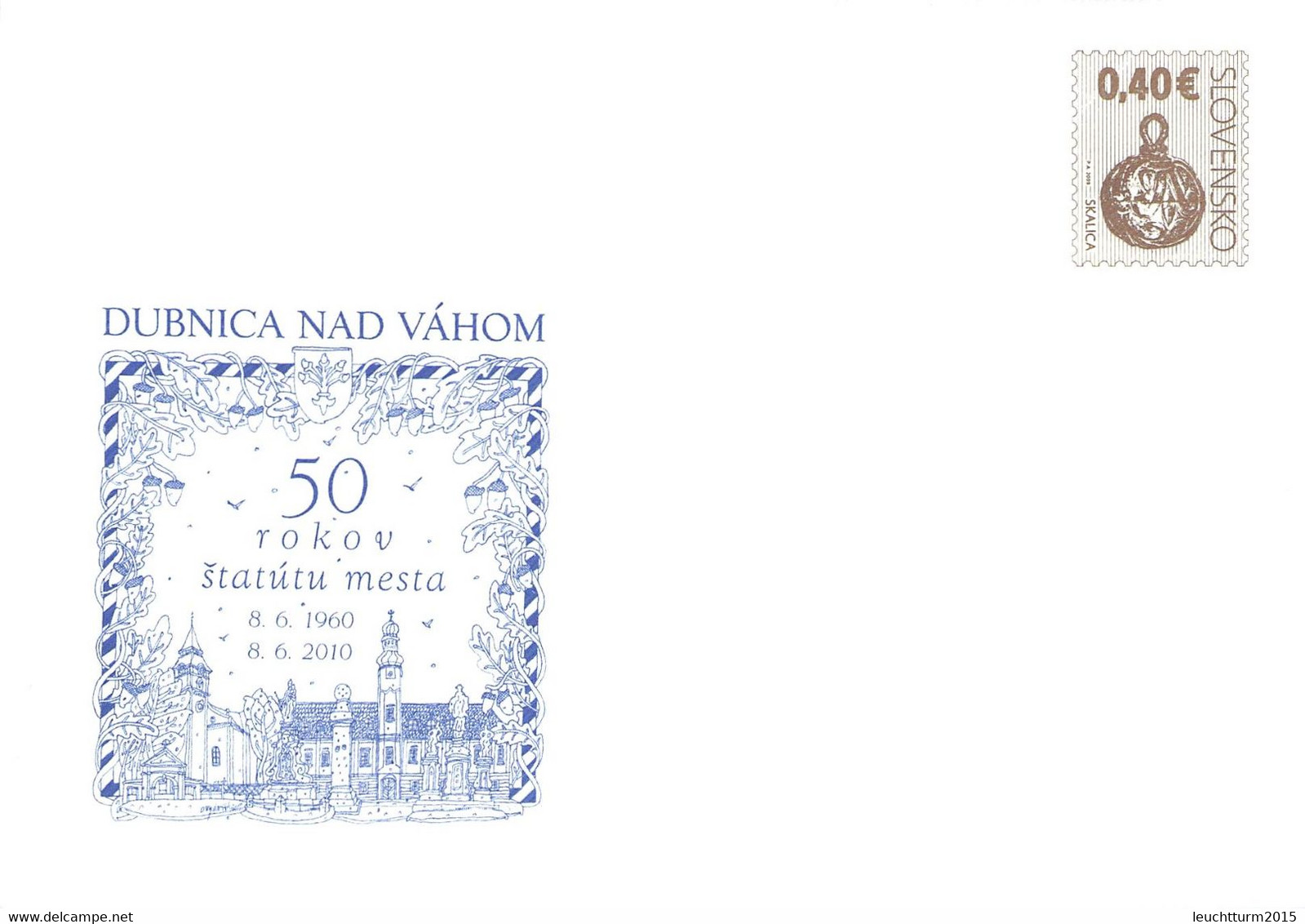 SLOVAKIA - STATIONARY ENVELOPE 2010 DUBNICA NAD VÁHOM Unc //Q108 - Postcards