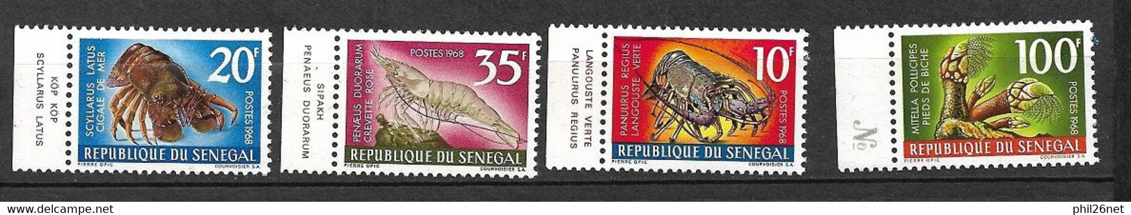 Sénégal N° 305  à 308  Crustacées     Neufs *    B/TB     - Crustacés