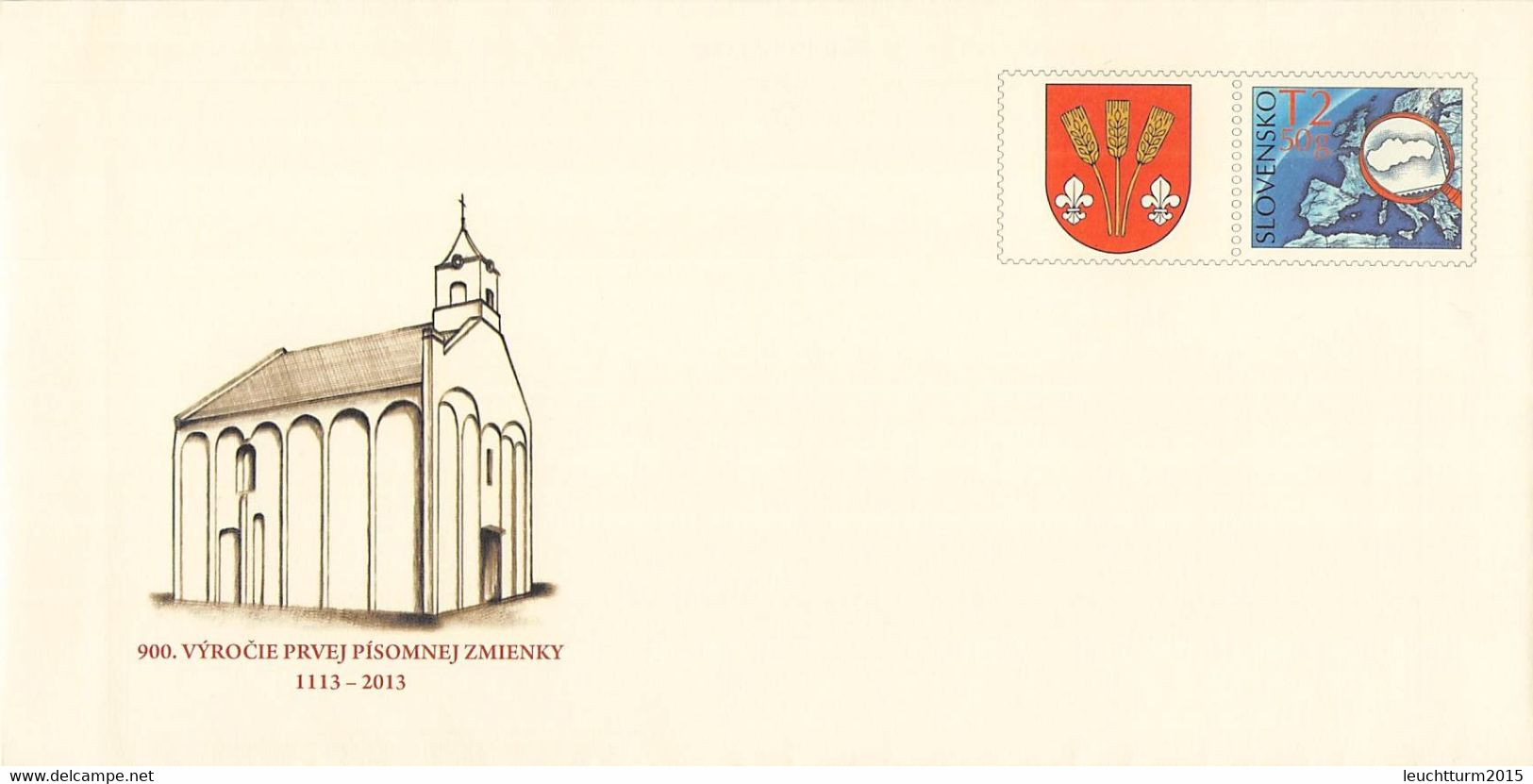 SLOVAKIA - STATIONARY ENVELOPE 2013 CHURCH Unc //Q121 - Cartoline Postali